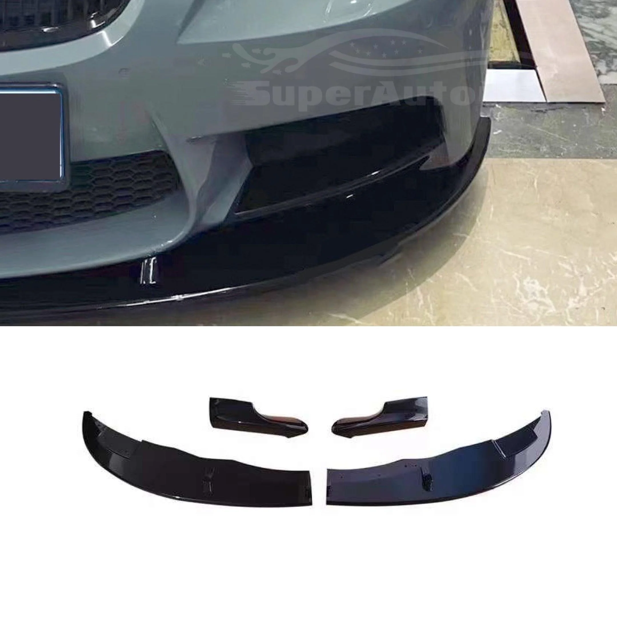 For 2008-11 BMW 3 Series E90 E92 Front Bumper Splitter Spoiler Lip (Gloss Black) - Image 3