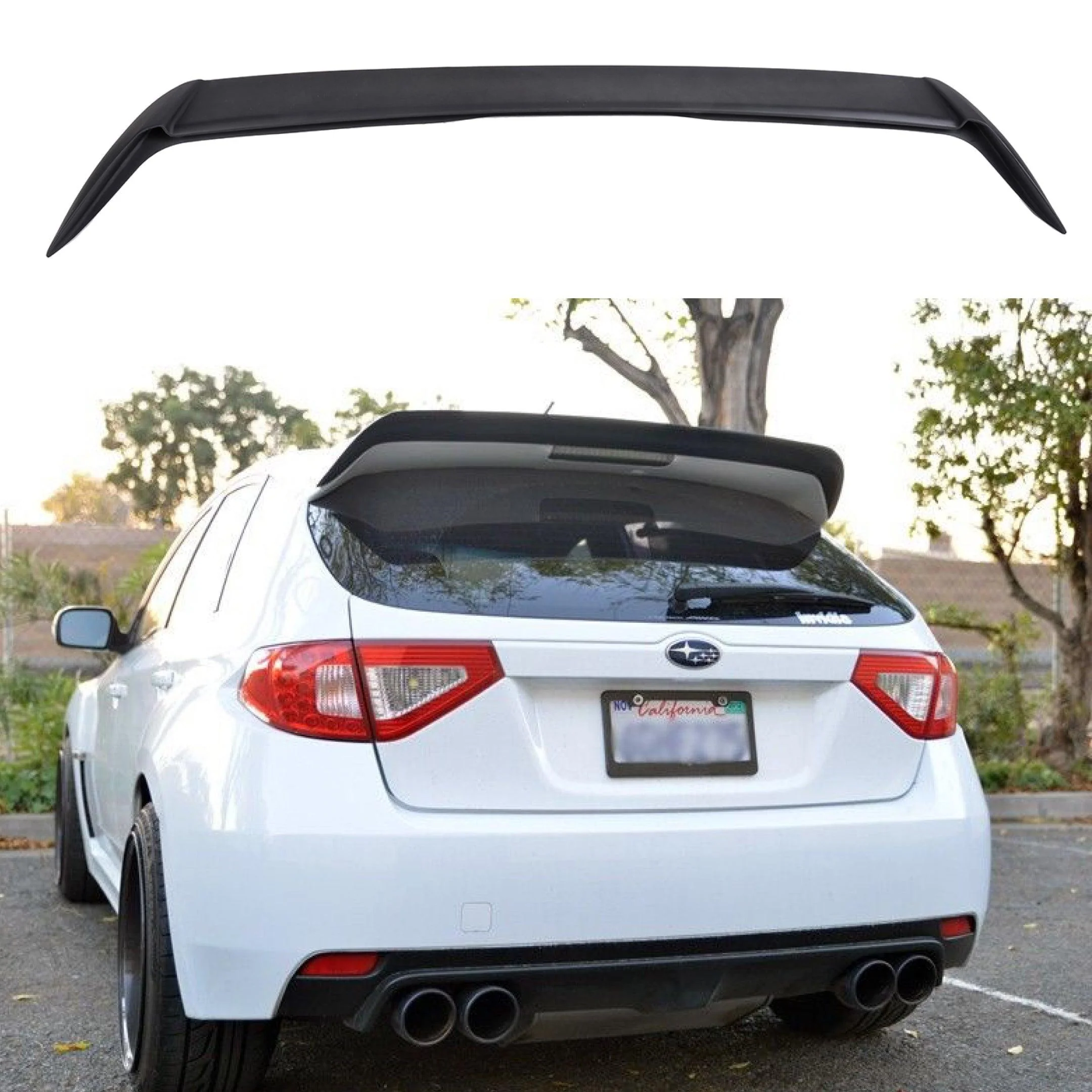 2008-2014 Subaru WRX STI Hatchback GR - OEM Wing Gurney Flap Extension - Matte Black
