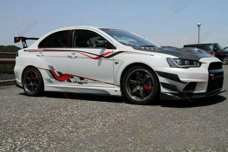 Fit 2008-2017 Mitsubishi Lancer / Evolution MOD Style Black Side Skirts Body Kit - Image 3