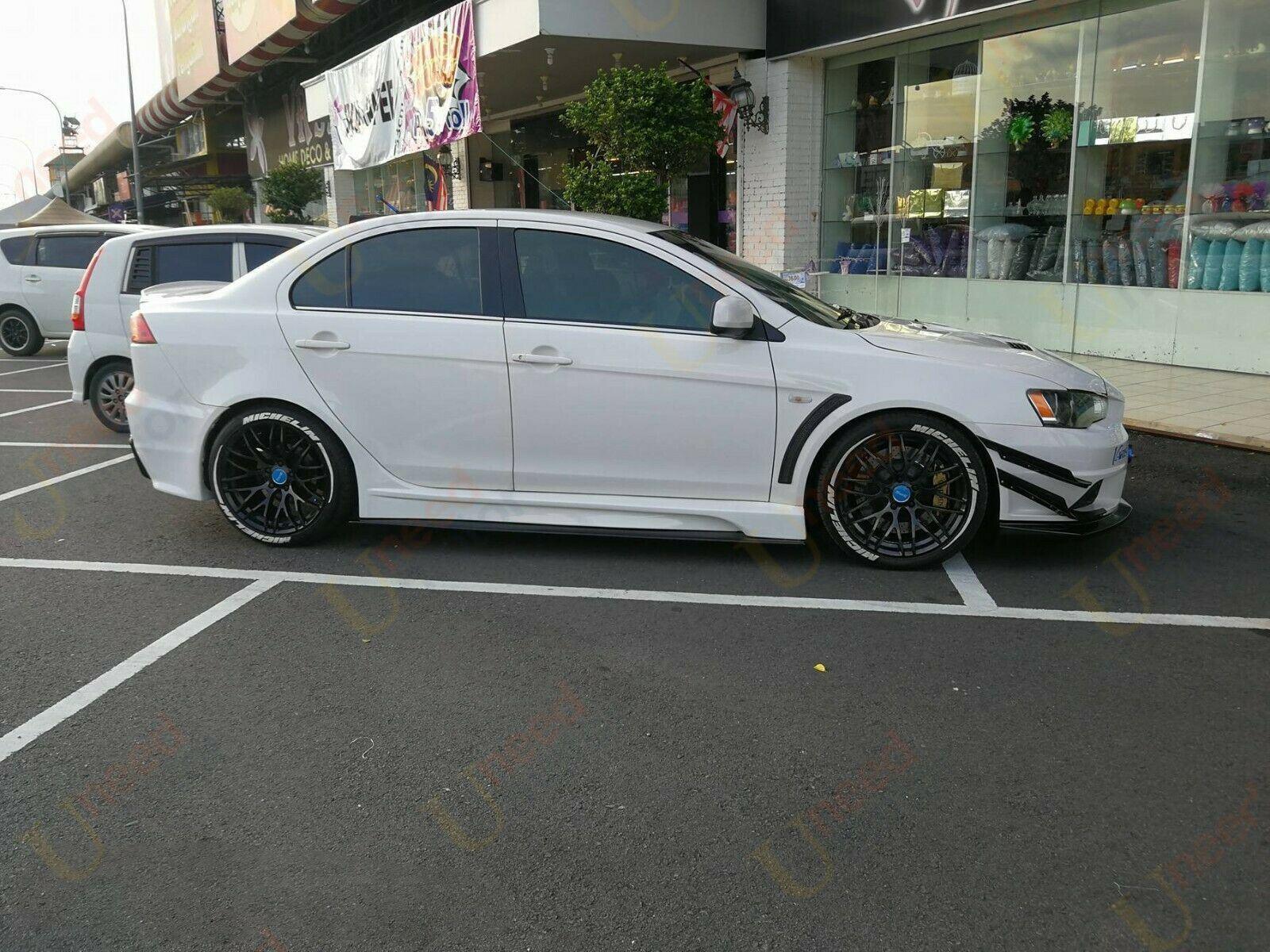 Fit 2008-2017 Mitsubishi Lancer / Evolution MOD Style Black Side Skirts Body Kit - Image 9