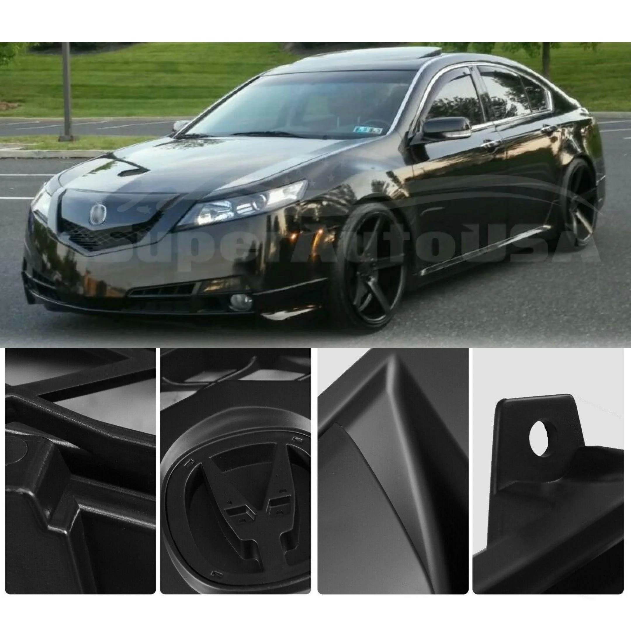 For 2009-2011 Acura TL Front Bumper Upper Grille Assembly (Painted Matte Black) - Image 3