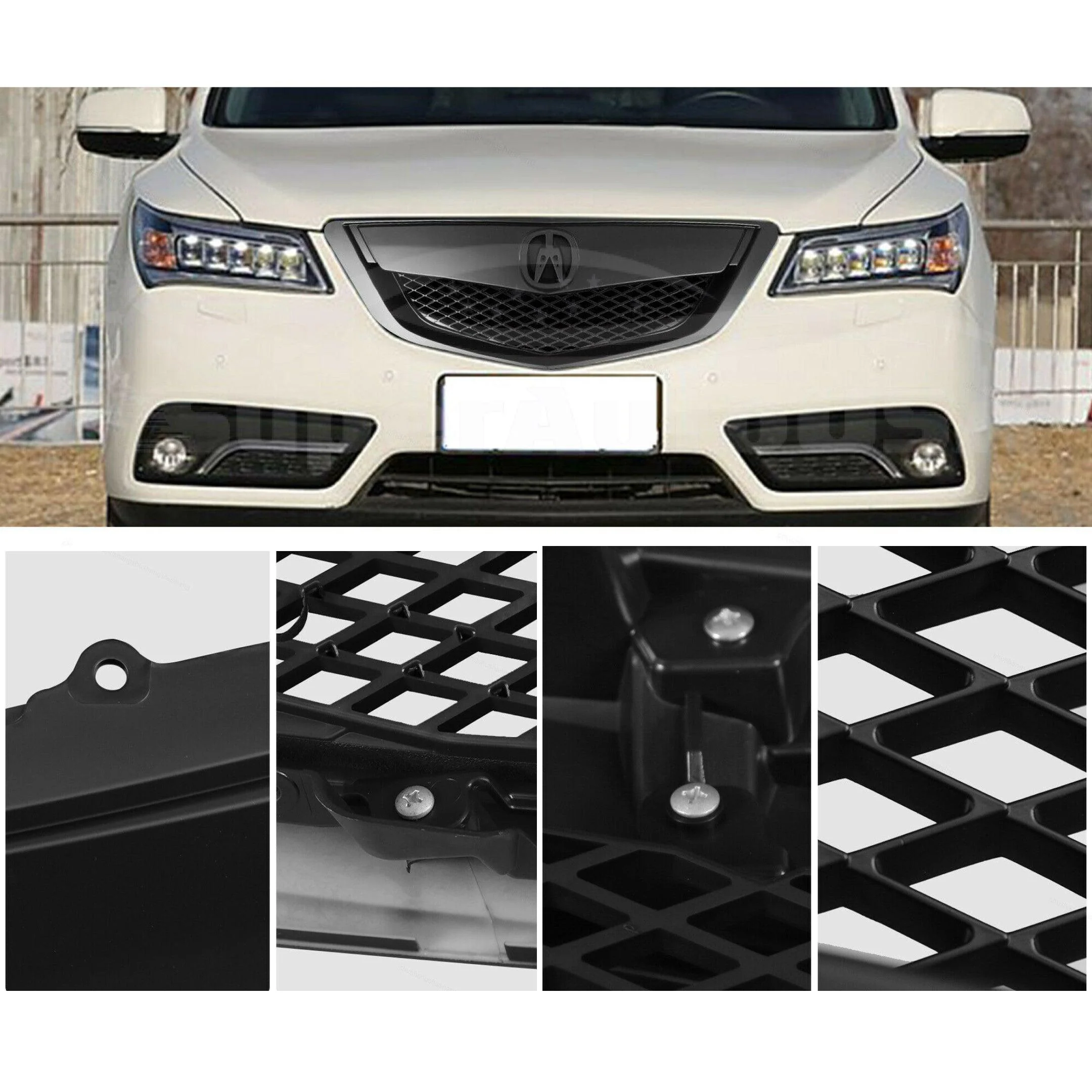 For 2010-2013 Acura MDX Front Bumper Upper Grille Assembly (Painted Matte Black) - Image 3
