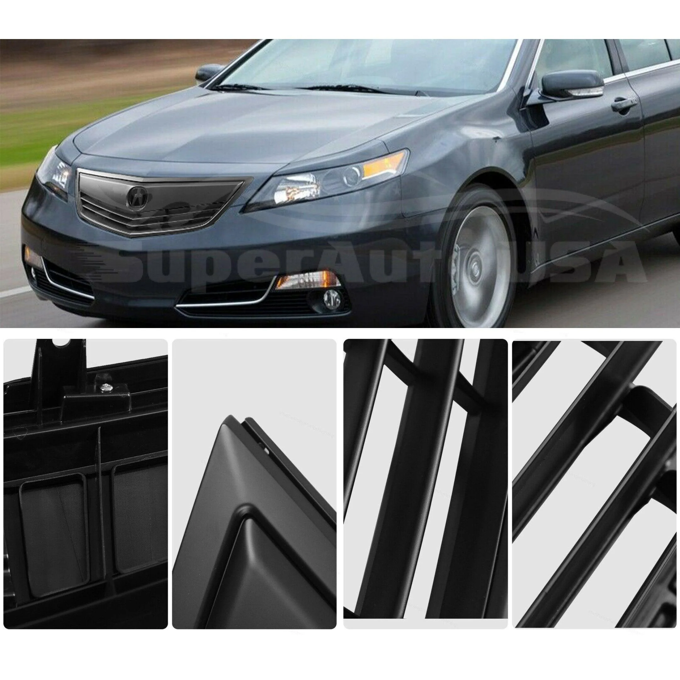 For 2011-2014 Acura TSX Front Bumper Upper Grille Assembly (Gloss Black or Painted Matte Black) - Image 3