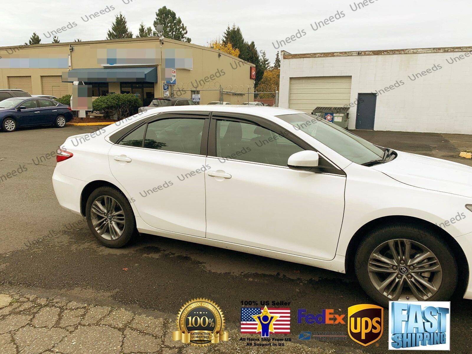 Fit 2012-2017 Toyota Camry 3D Mugen Style Vent Window Visors Rain Sun Wind Guards Shade Deflectors & Rear Roof Spoiler Wings - Image 3