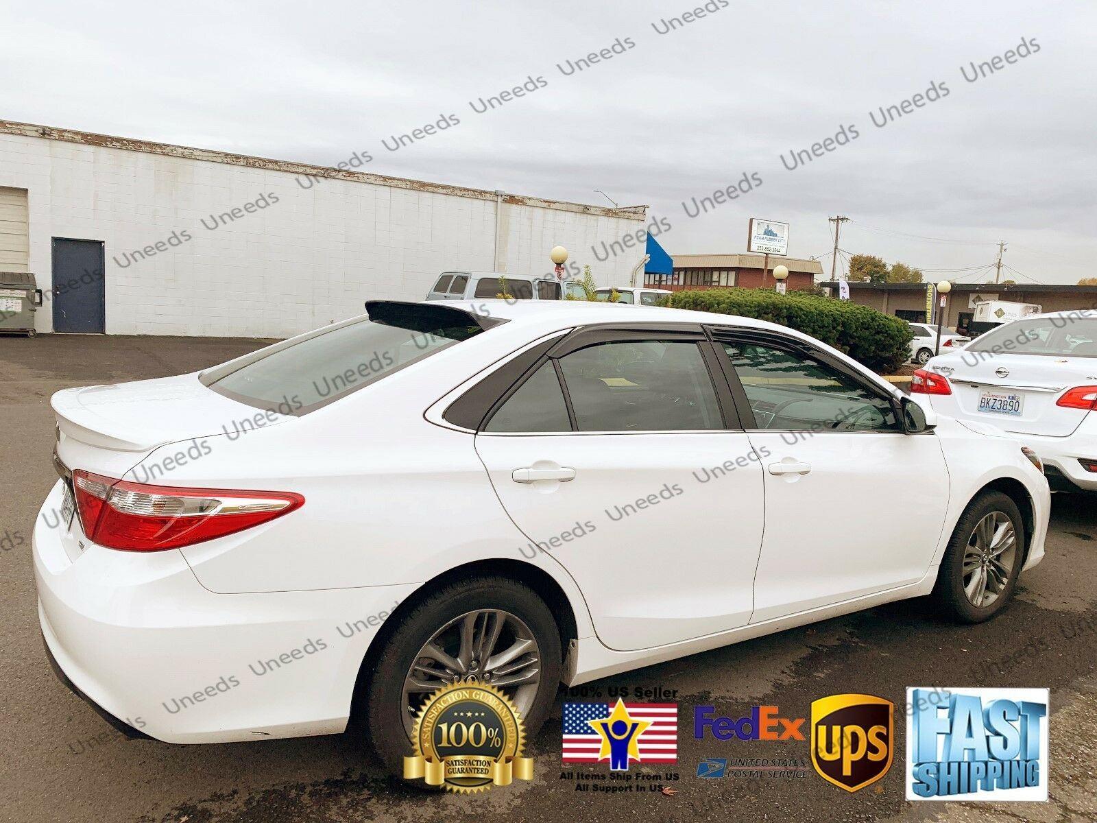 Fit 2012-2017 Toyota Camry 3D Mugen Style Vent Window Visors Rain Sun Wind Guards Shade Deflectors & Rear Roof Spoiler Wings - Image 4