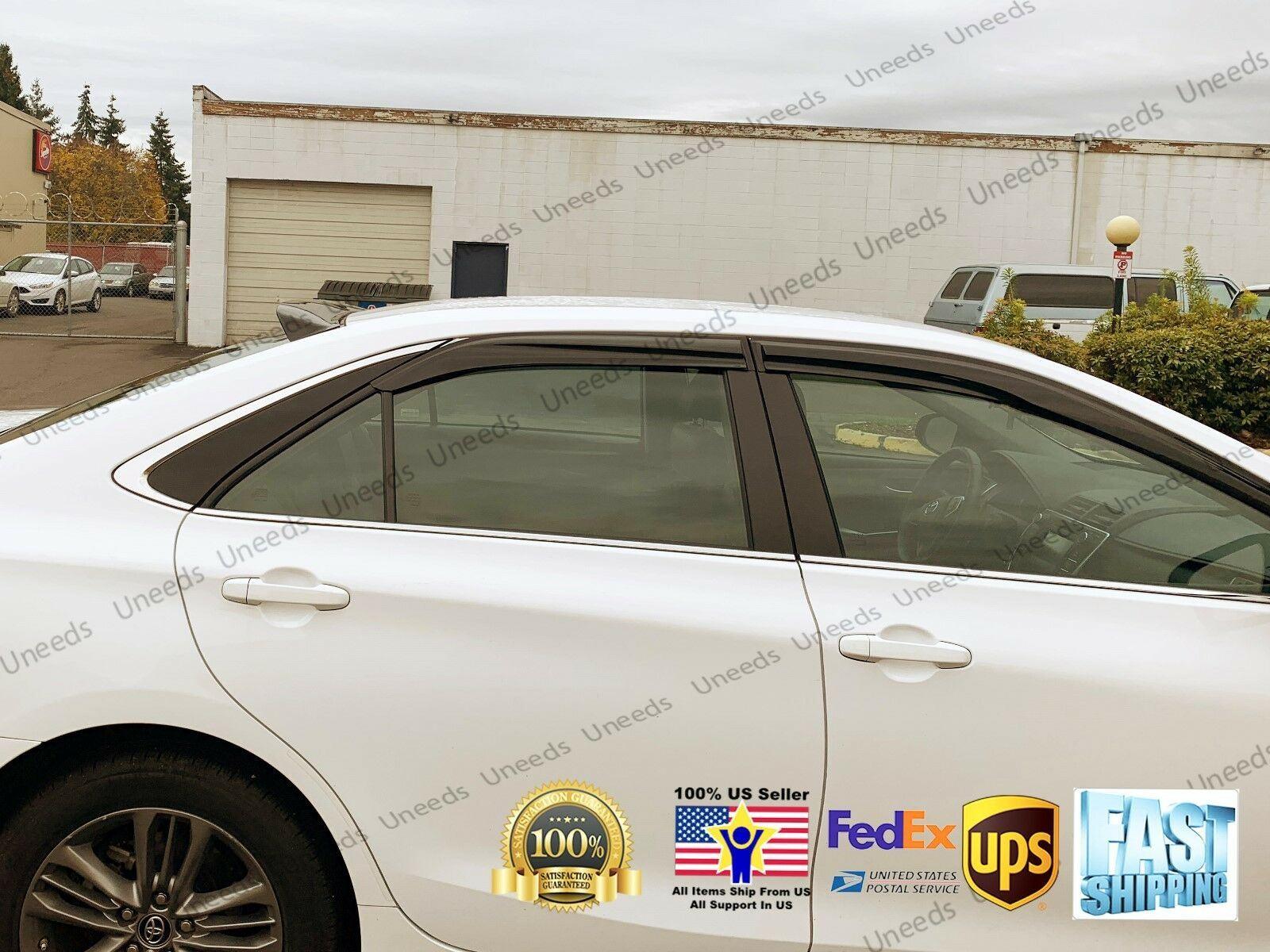 Fit 2012-2017 Toyota Camry 3D Mugen Style Vent Window Visors Rain Sun Wind Guards Shade Deflectors & Rear Roof Spoiler Wings - Image 5