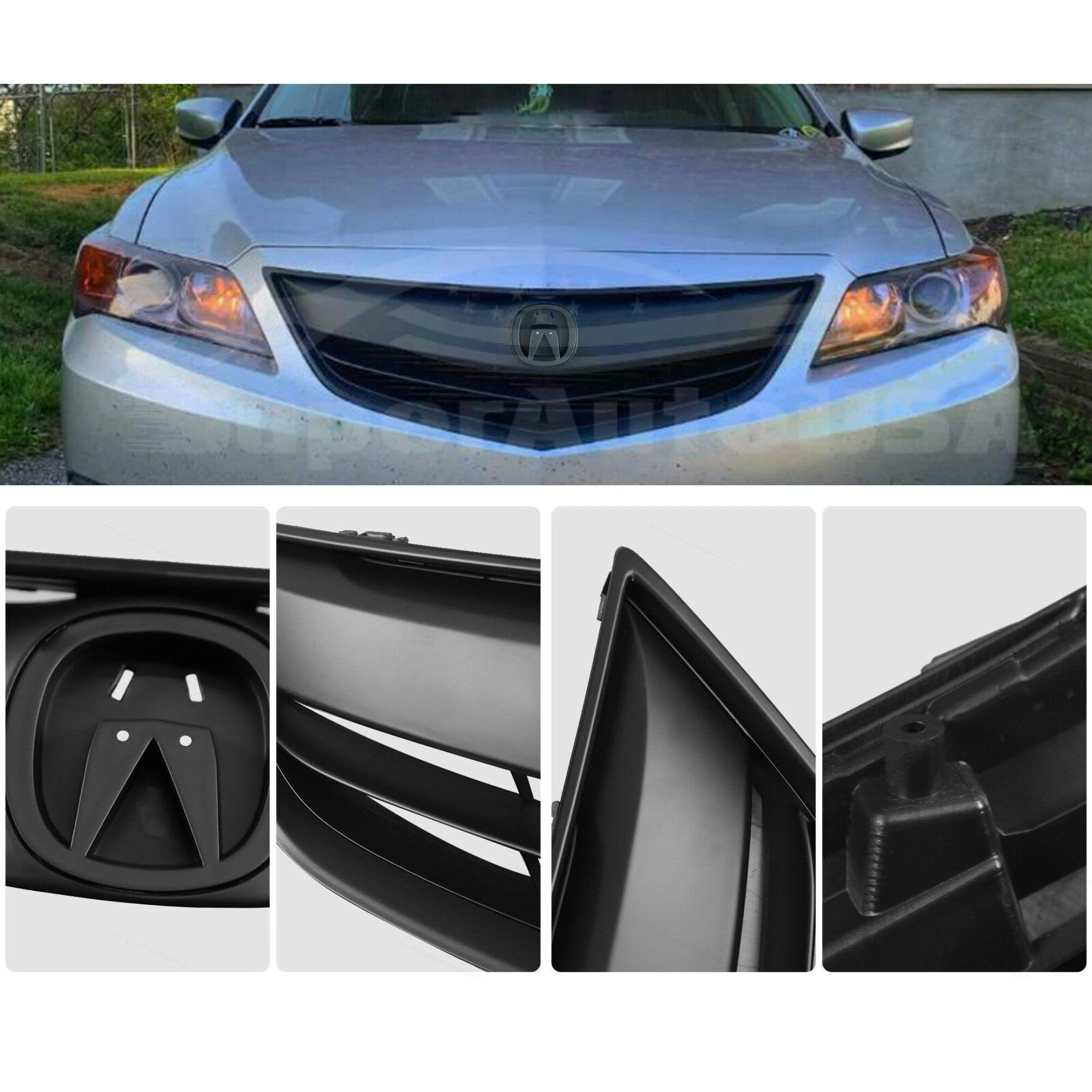 For 2013-2015 Acura ILX Front Bumper Upper Grille Assembly (Painted Matte Black) - Image 3