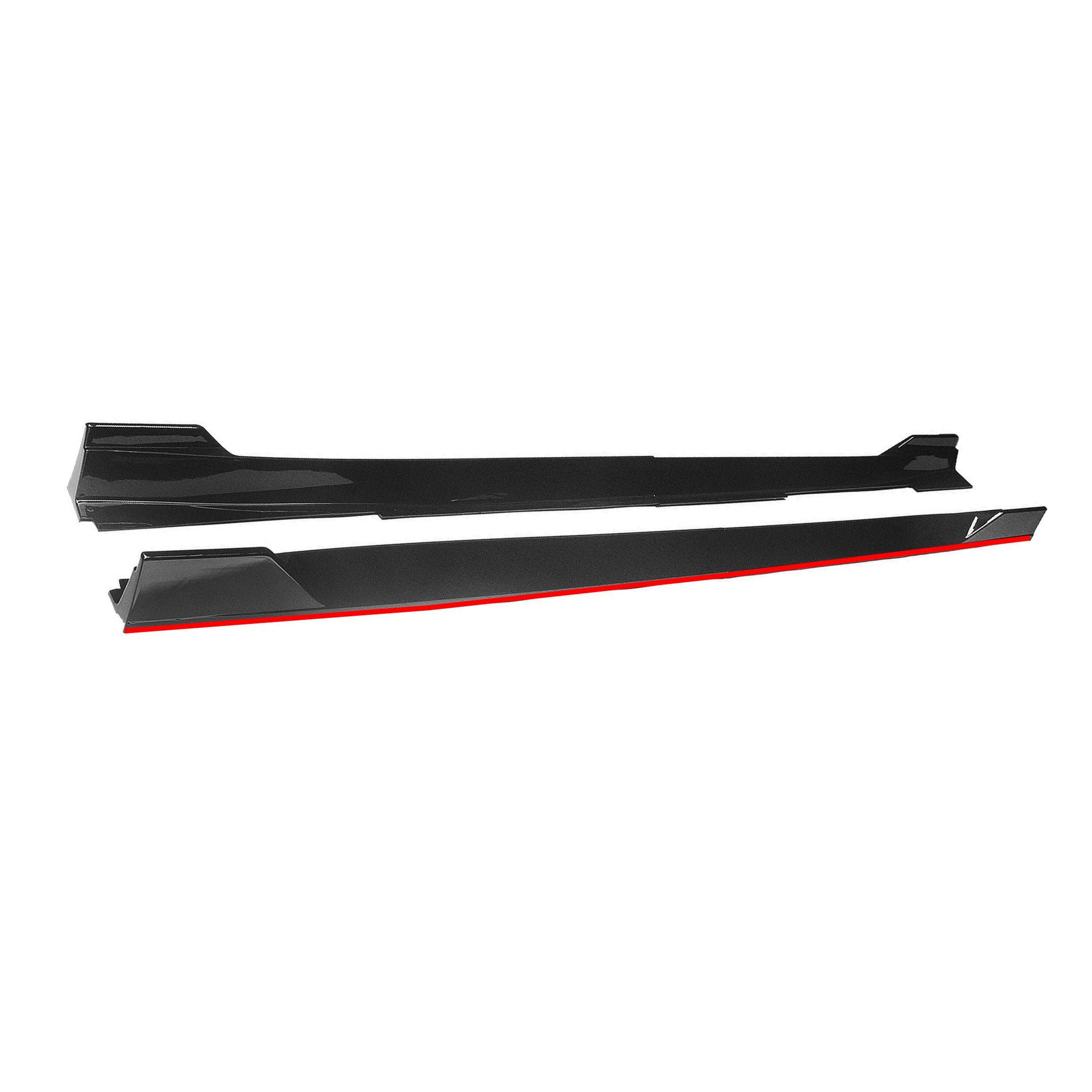 For 2014-2022 Infiniti Q50 ST Style Side Skirt Extension Lip (Gloss Black Red Trim) - Image 4