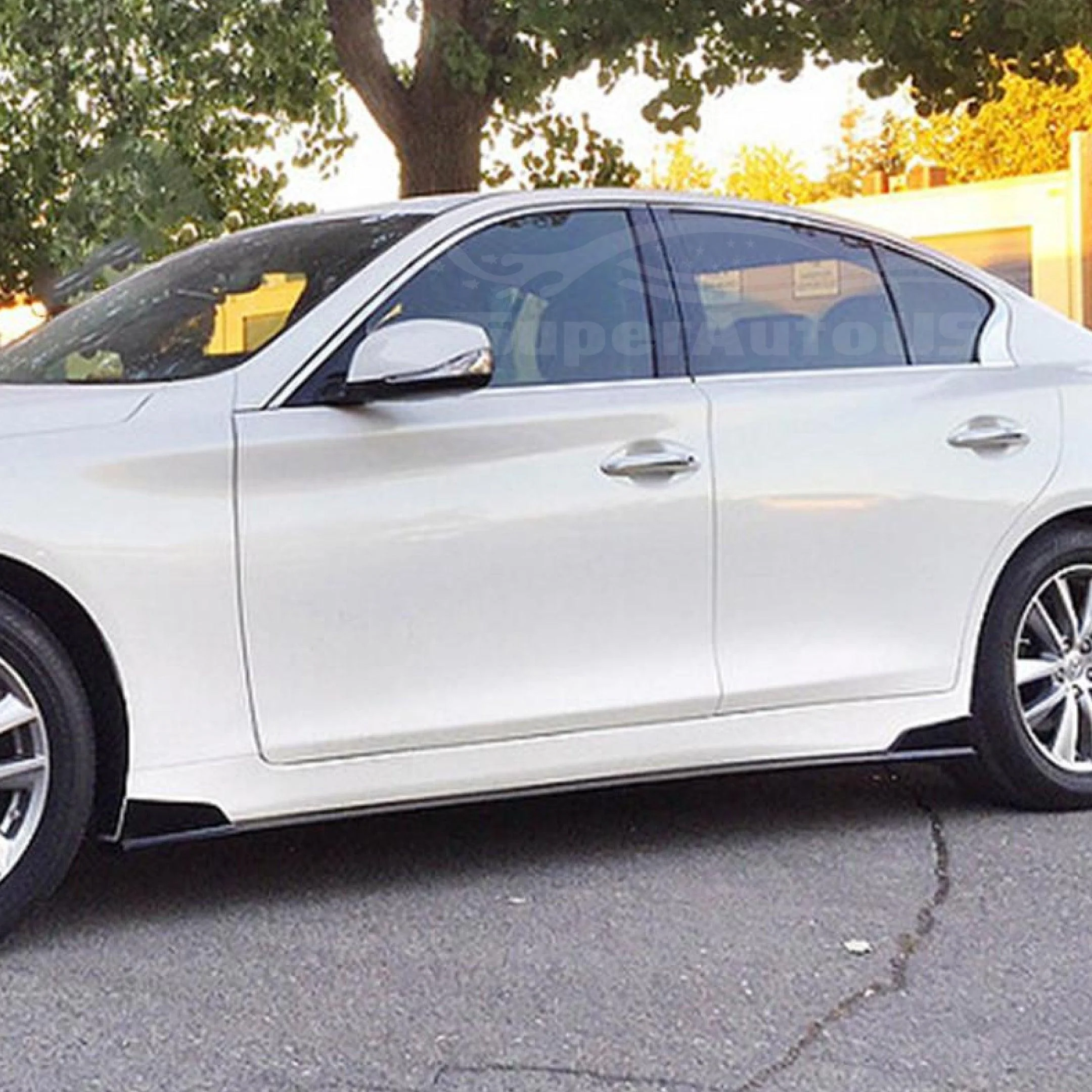 For 2014-2022 Infiniti Q50 ST Style Lower Side Skirt Extension Lip (Gloss Black) - Image 2