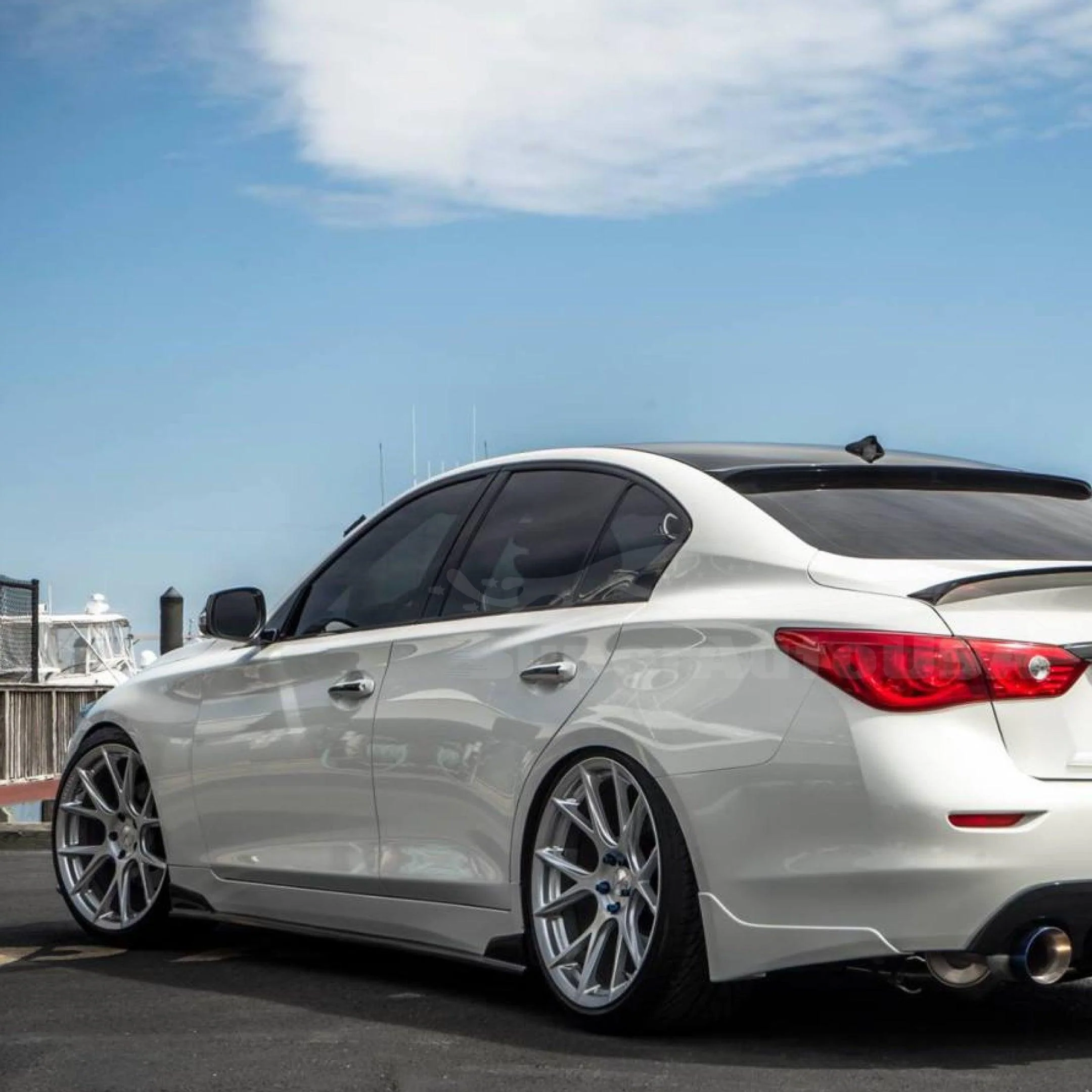 For 2014-2022 Infiniti Q50 ST Style Lower Side Skirt Extension Lip (Gloss Black) - Image 3