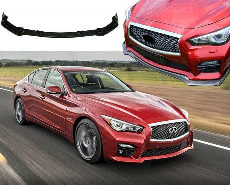 Fits 2014-2017 Infiniti Q50 Sport Front Bumper Lip Spoiler (Carbon Fiber Print)