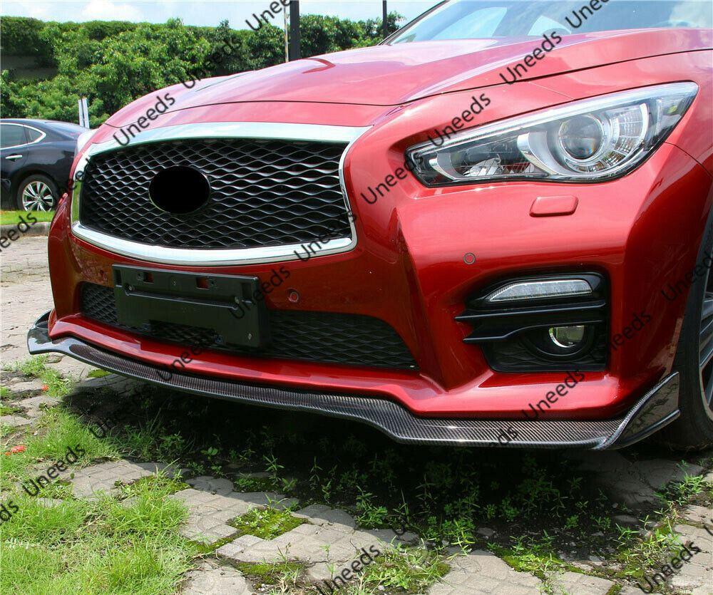 Fits 2014-2017 Infiniti Q50 Sport Front Bumper Lip Spoiler (Carbon Fiber Print) - Image 2