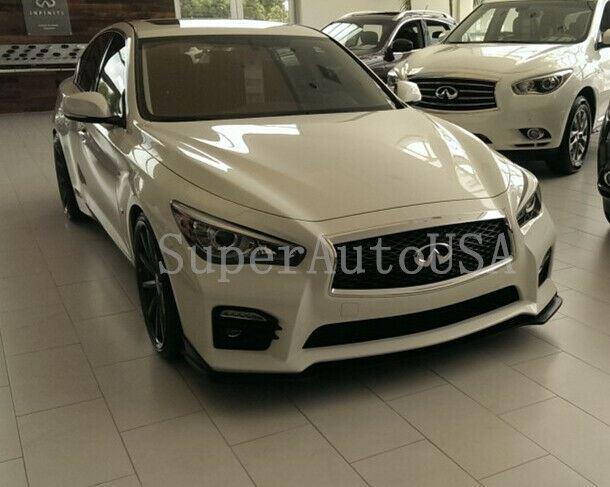 Fits 2014-2017 Infiniti Q50 sport Front Splitter Lip Spoiler (Glossy Black) - Image 4