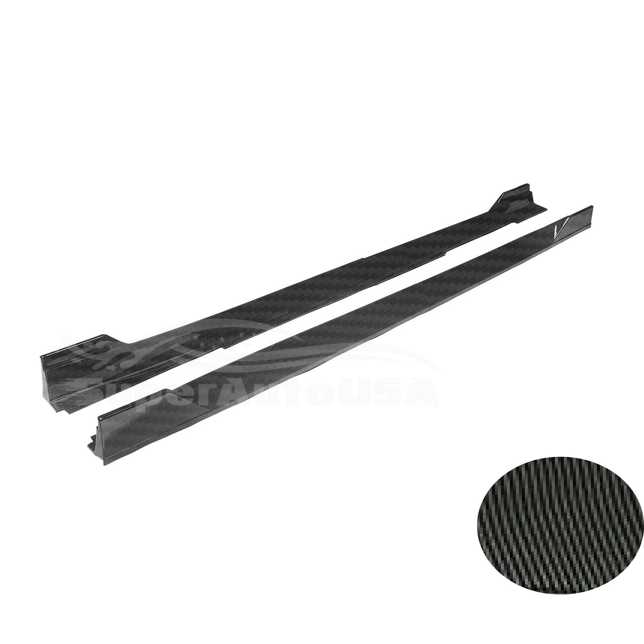 For 2014-2022 Infiniti Q50 ST Style Side Skirt Extension Lip (Carbon Fiber Print) - Image 4
