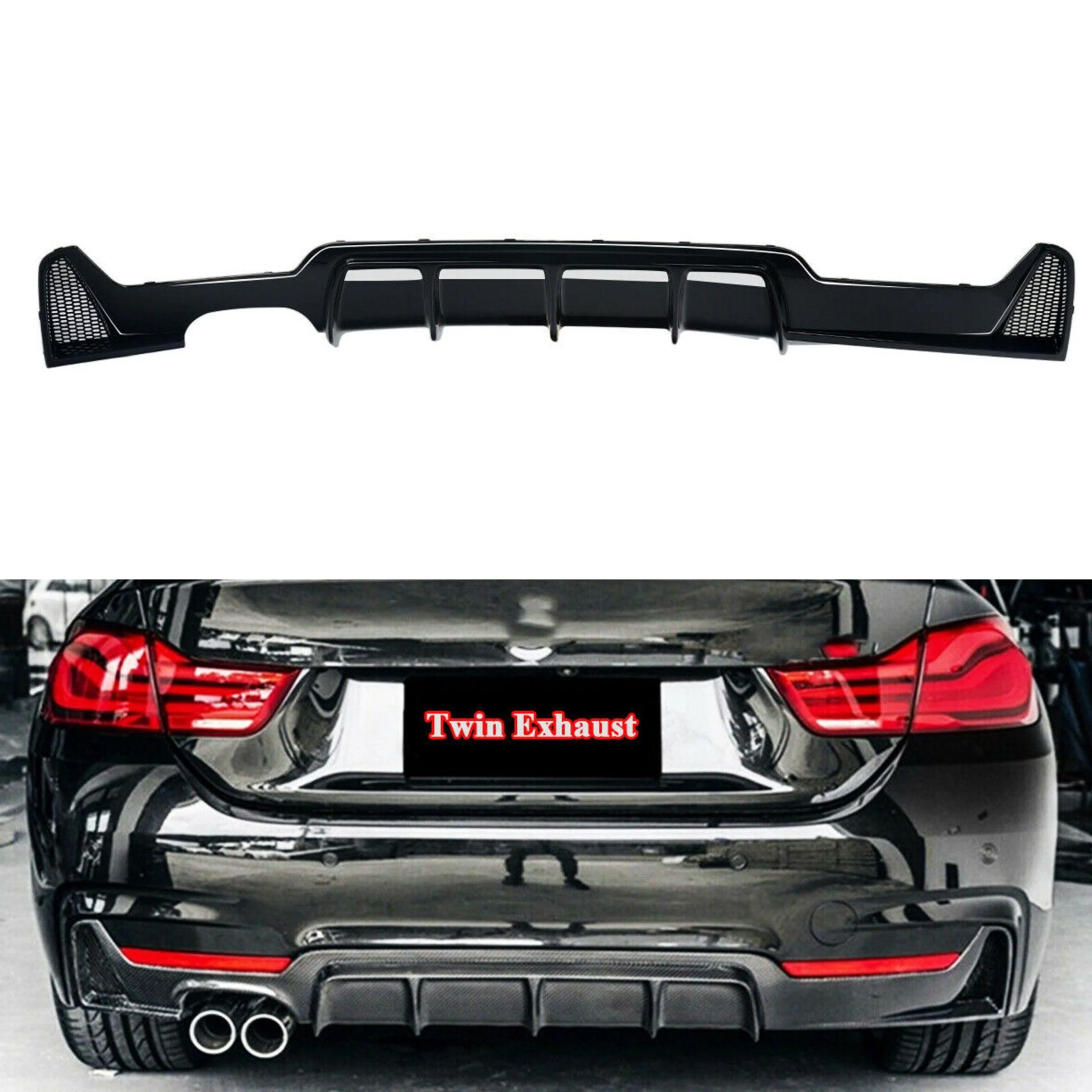 Fit 2014-2020 F32 BMW 435i 440i xDrive M Sport Rear Bumper Diffuser Twin Outlet