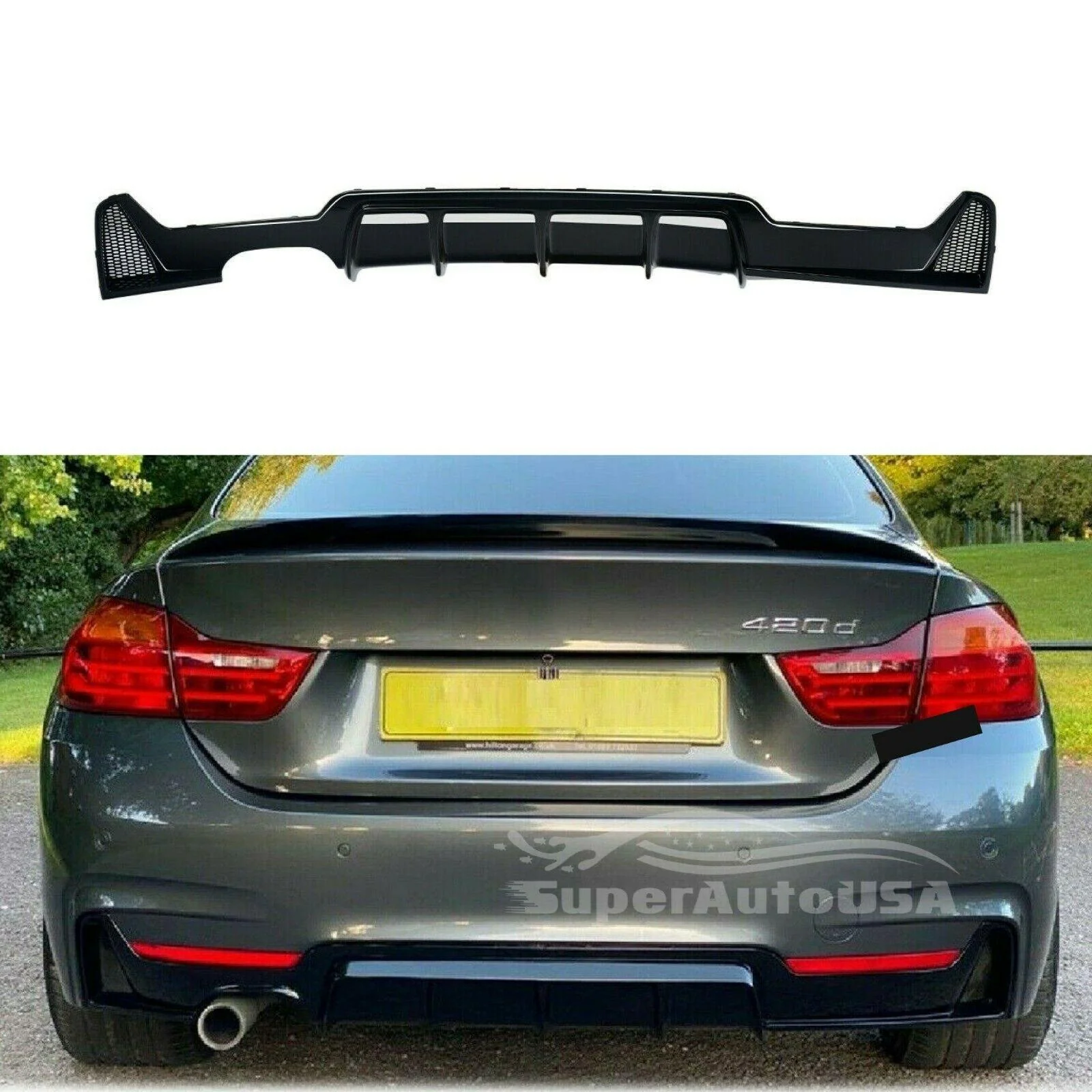 Fit 2014-2020 F32 BMW 435i 440i xDrive M Sport Rear Bumper Diffuser Twin Outlet - Image 2