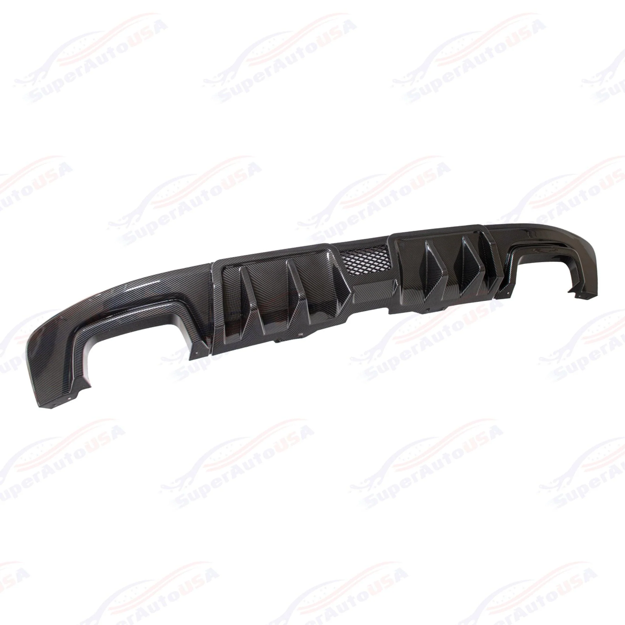 2015-2021 Subaru WRX STI VA - Front Lip, Side Skirts & Rear Diffuser Set - Gloss Black / Carbon Print w/ Red Stripe (8pc) - Image 11