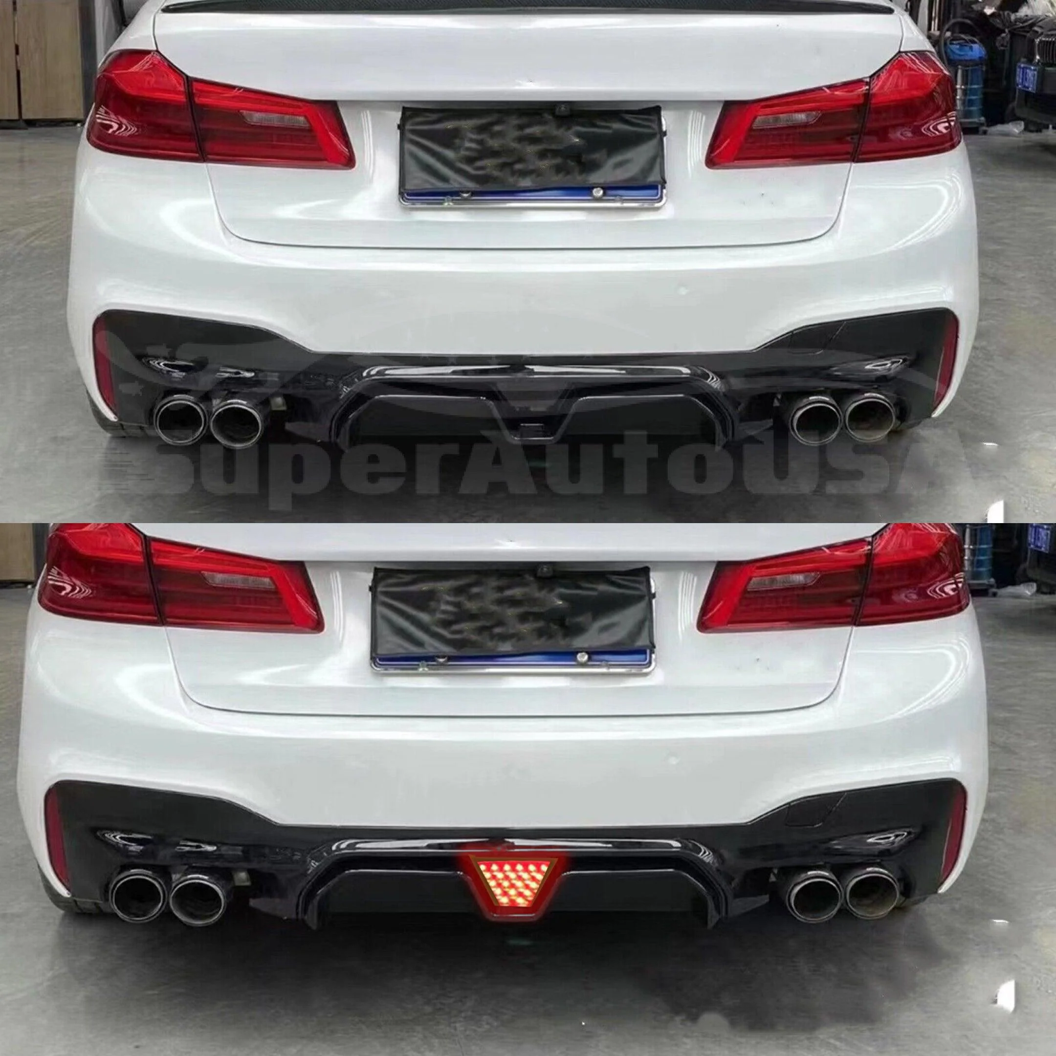 For 2017-2022 BMW 5 Series G30 Sedan Rear Bumper Diffuser with LED Light - Image 3