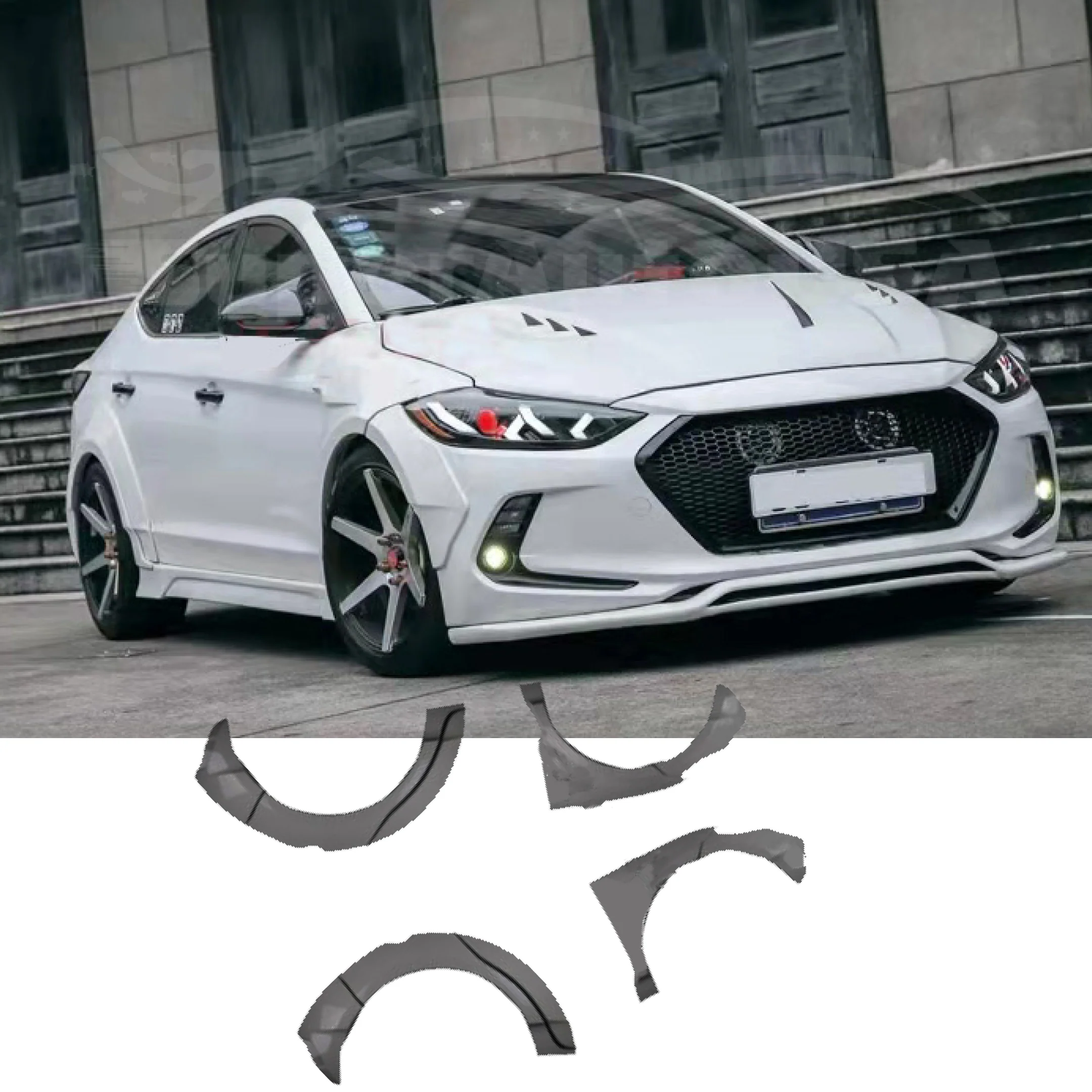 For Hyundai Elantra 2017-2020 Unpainted Matte Black Arche Wide Body Fender Flare - Image 2
