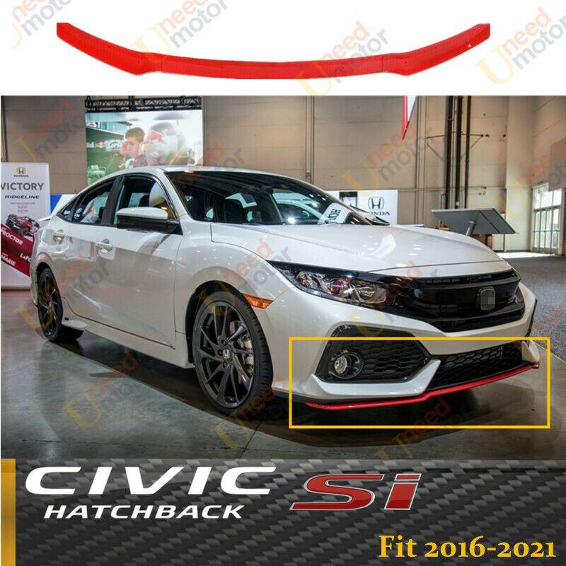Fits 2017-2021 CIVIC Hatchback & Si HFP Front Bumper Lip Spoiler (Glossy Red) - Image 4
