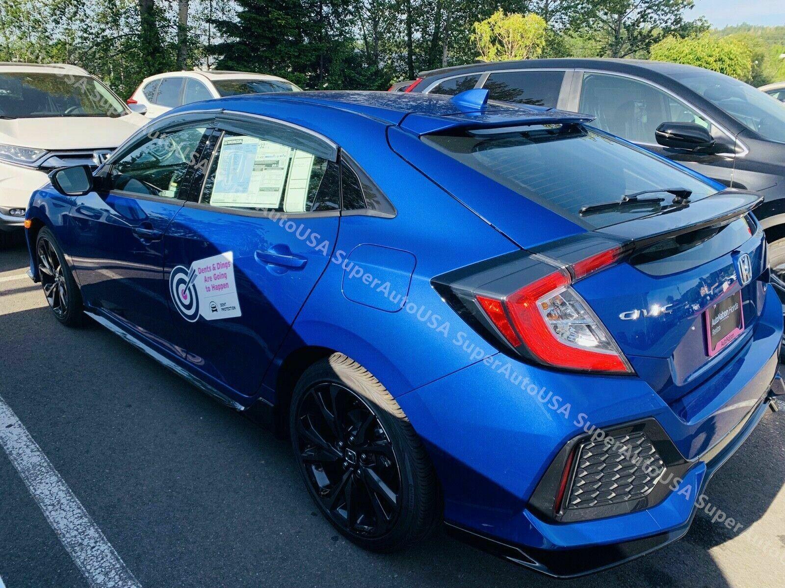 Fit 2017-2021 Honda Civic Hatchback Mugen Style Clip-On Chrome Trim Vent Window Visors Rain Sun Wind Guards Shade Deflectors - Image 6