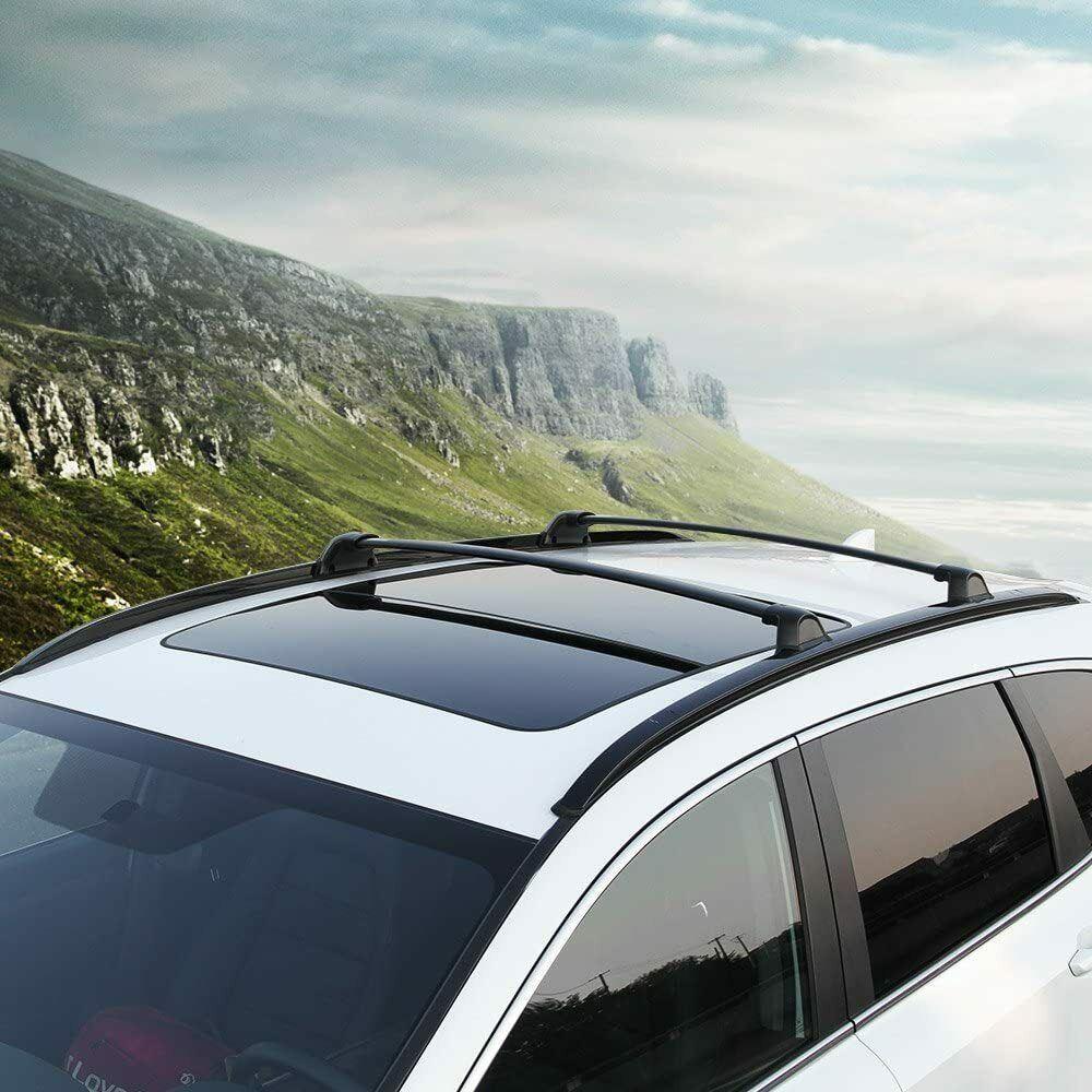 Fit 2017-2021 Honda CRV Black Roof Rack Rail + Top Cross Bars Set Luggage Carrier - Image 2