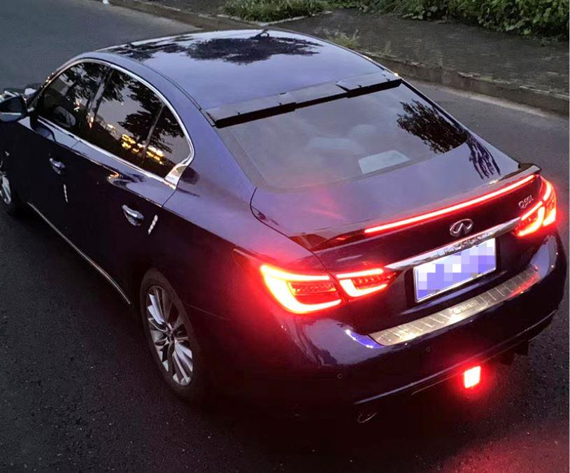 Fits 2018-2021 Infiniti Q50 Rear Bumper Spoiler Diffuser (Gloss Black) - Image 2
