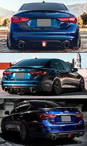 Fits 2018-2021 Infiniti Q50 Rear Bumper Spoiler Diffuser (Gloss Black) - Image 6