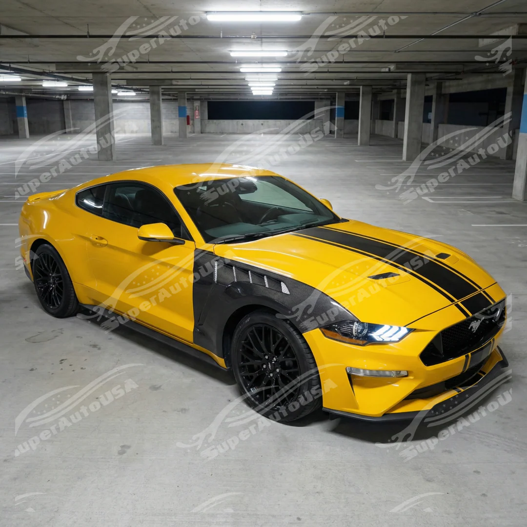 For 2018-2023 Ford Mustang GTD Style Vented Carbon Fiber Side Fender - Image 2