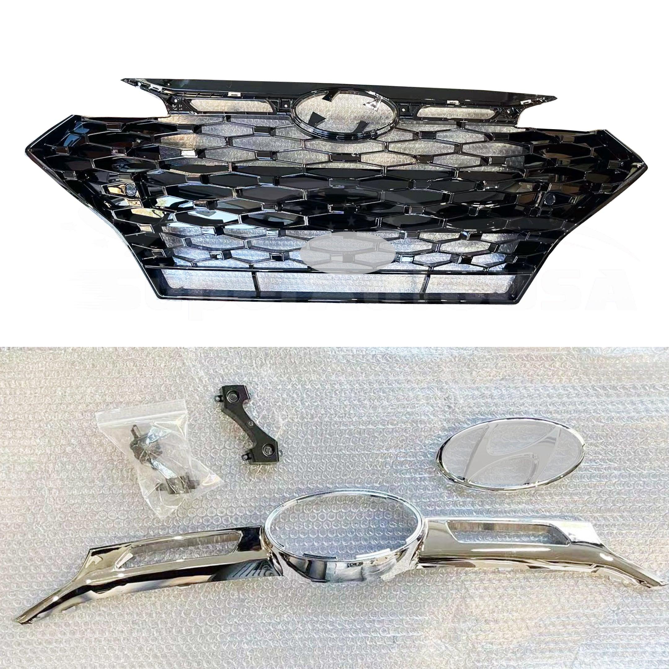For Hyundai Elantra Sedan Sport 2019-2020 Mesh Style Front Bumper Grill Grille (Gloss Black & Chrome) - Image 3