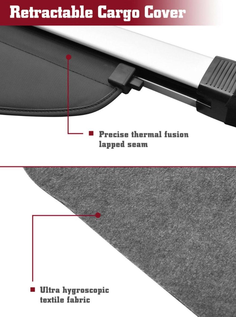For Hyundai Santa Fe 2019-2021 Luggage Rear Trunk Retractable Tonneau Cargo Cover and Free Net (Black) - Image 7