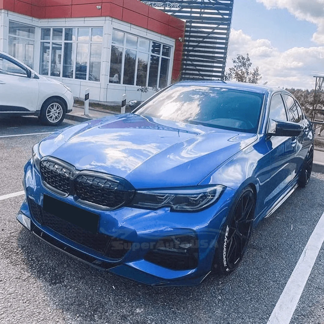 For 2019-2022 BMW 3 Series G20 VTEN Gloss Black Front Bumper Lip Spoiler - Image 17