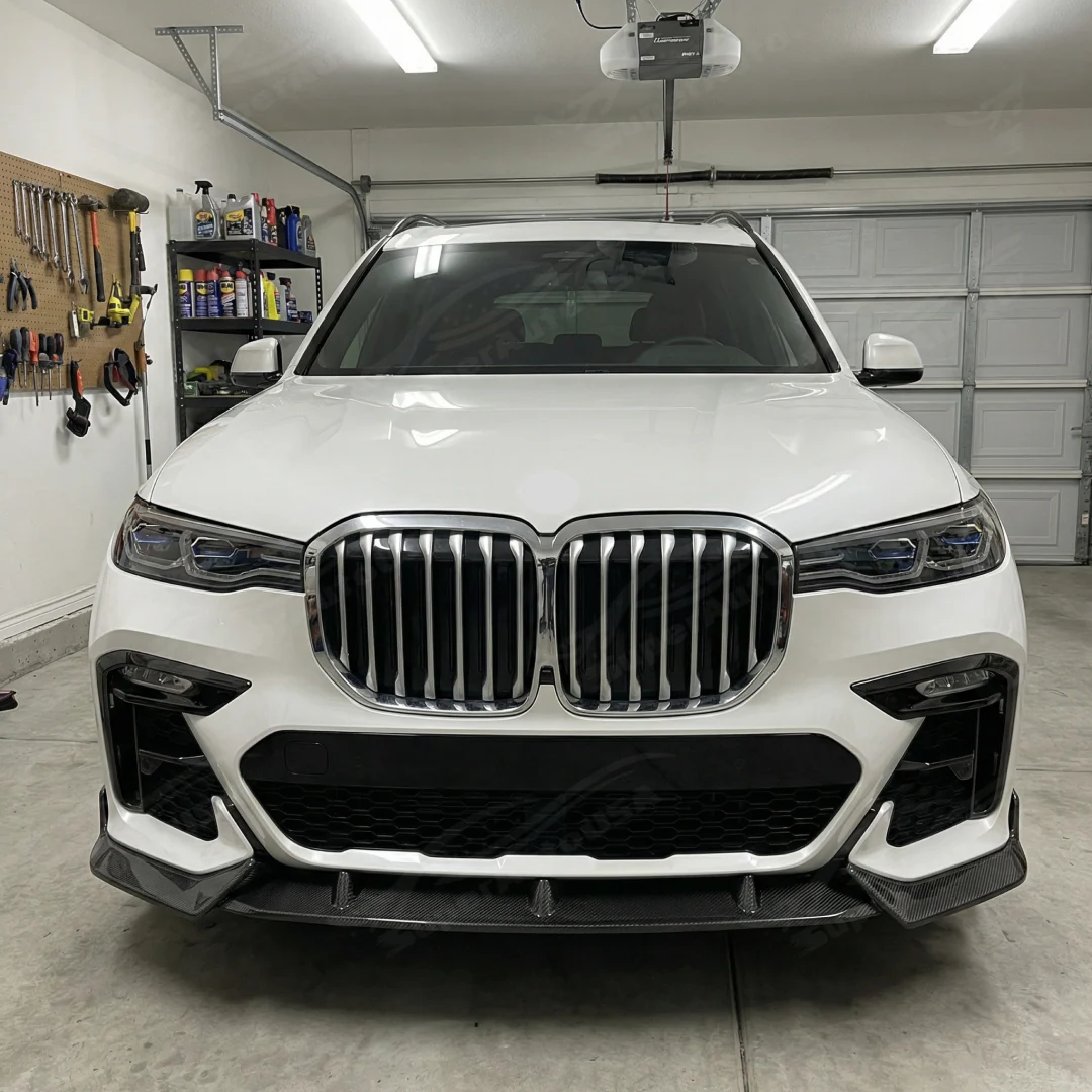 For 2019-2022 BMW X7 Double Sided Real Carbon Fiber Front Bumper Lip - Image 9