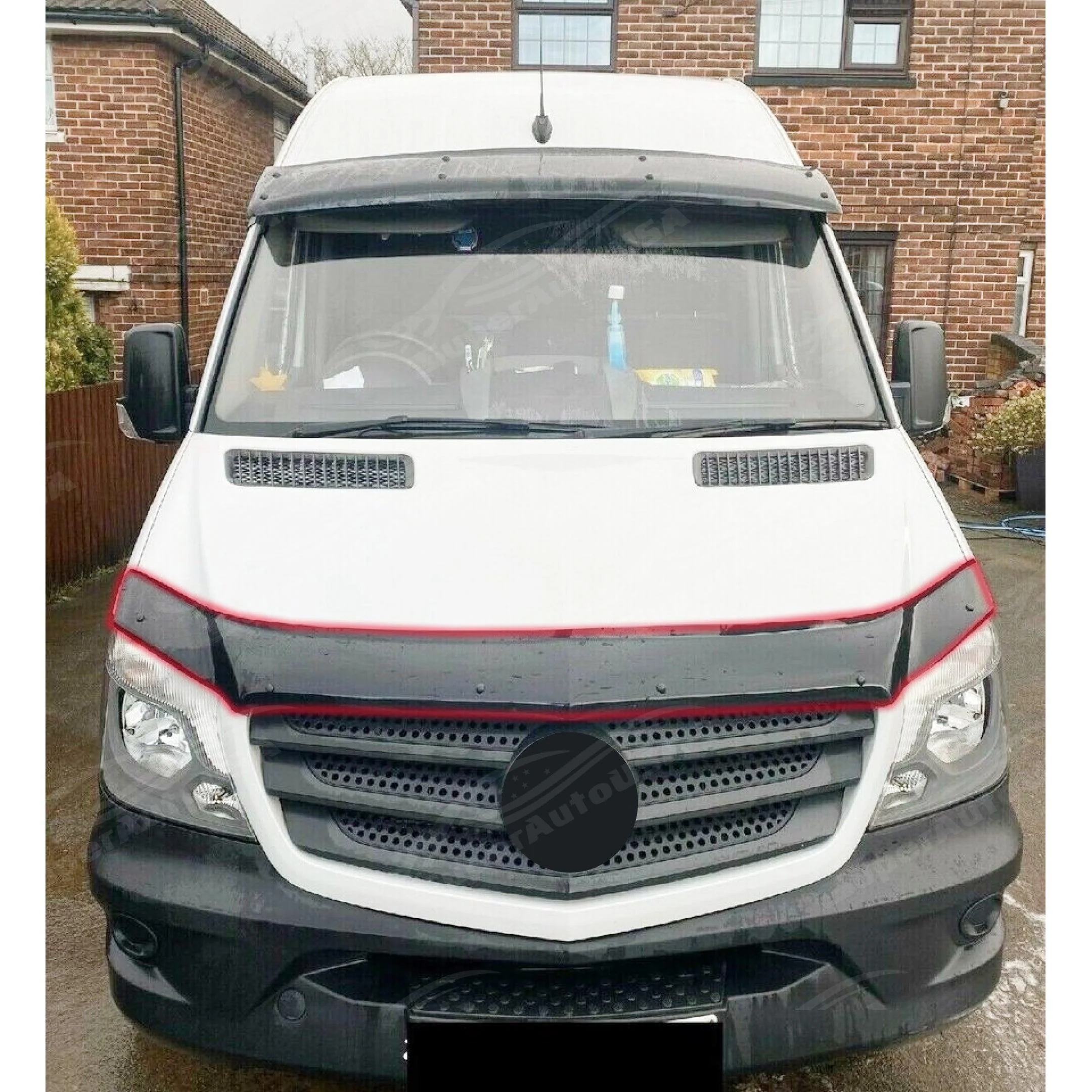 For 2019-2024 Mercedes Sprinter W907 Gloss Black Hood Bug Stone Deflector - Image 5
