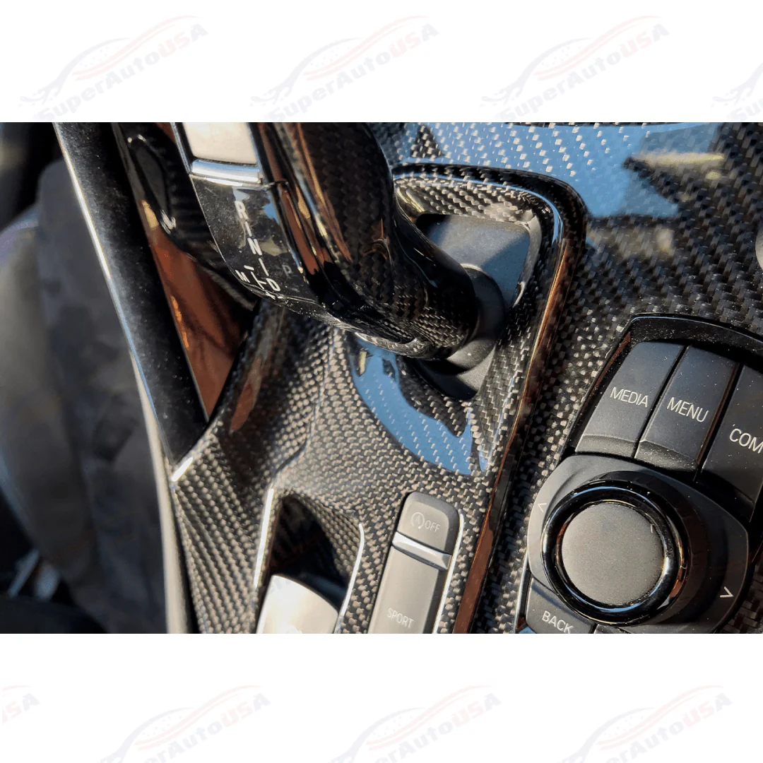 For 2020-Up Toyota Supra Carbon Fiber Center Gear Shift Box Cover - Image 7