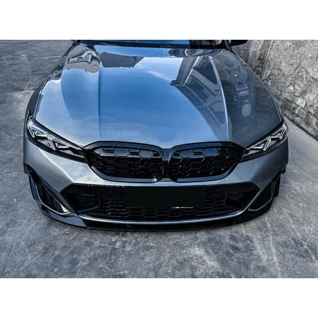 For 2023-2024 BMW 3 Series G20 LCI Gloss Black Front Bumper Lip Spoiler - Image 9