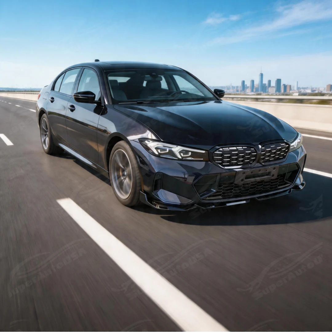 For 2023-2025 BMW G20 3 Series - Front Bumper Lip - Gloss Black - Image 7