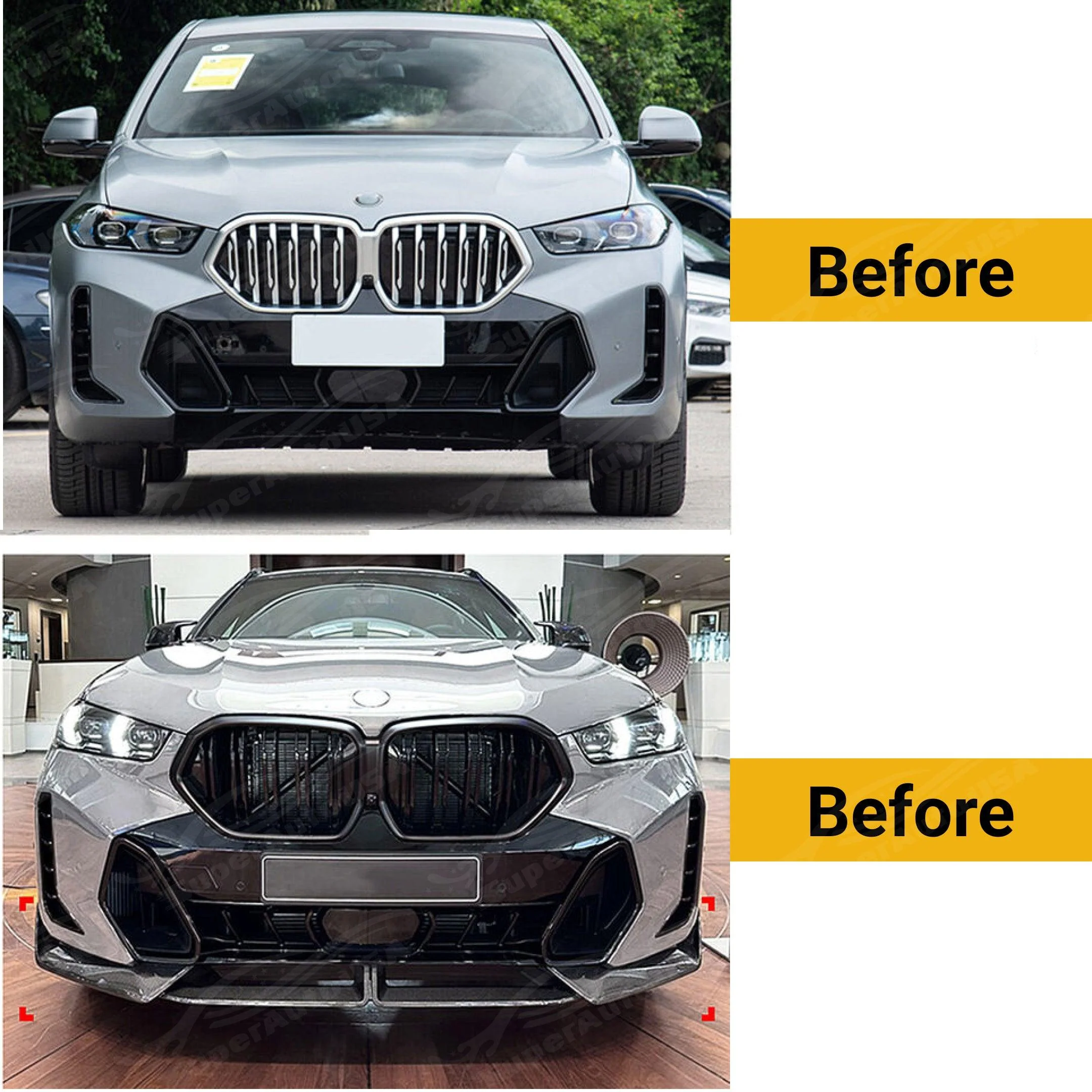 For 2024-25 BMW X6 G06 LCI M Package Gloss Black MP Style Front Lip - Image 3