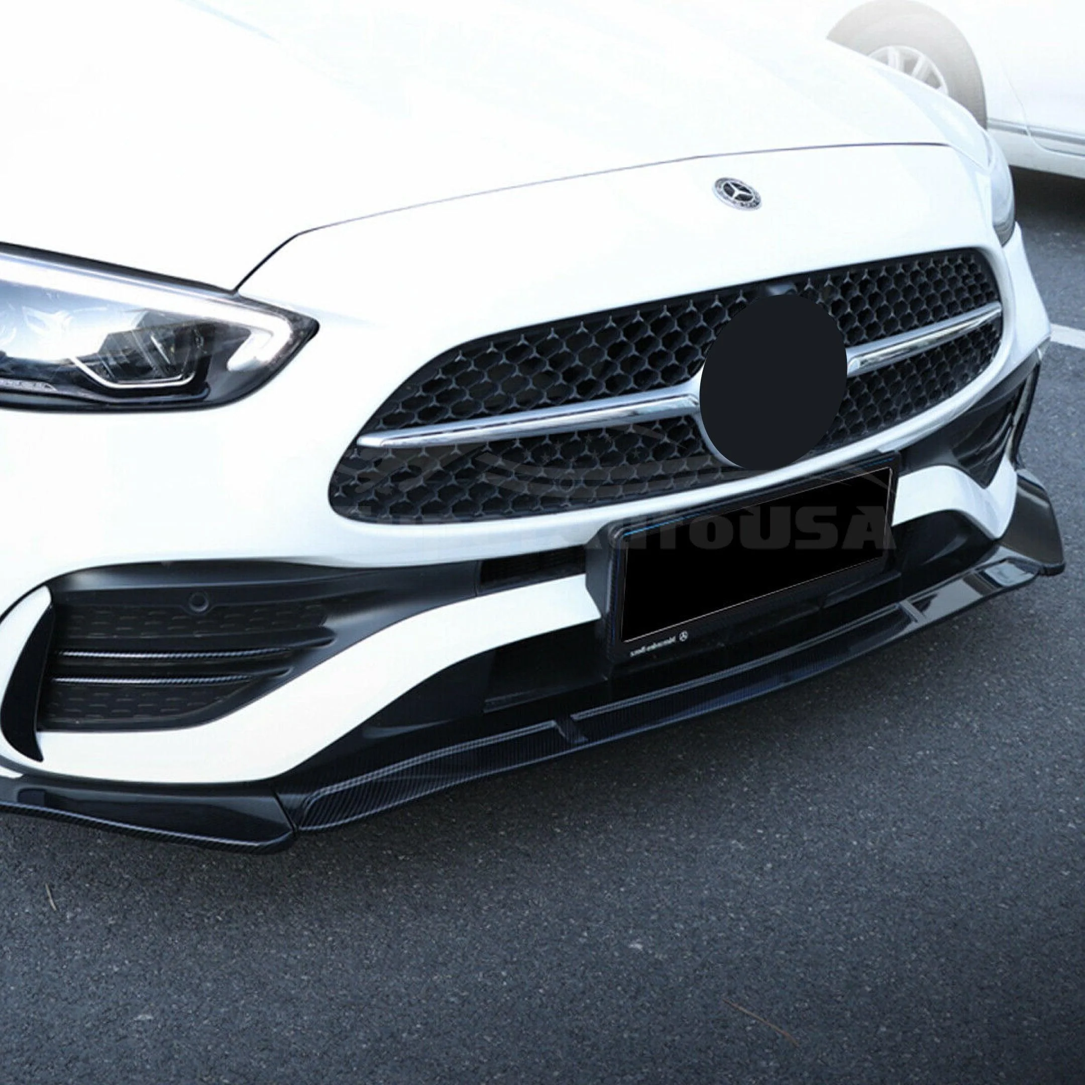For 2022-2024 Mercedes Benz C-Class C300 C43 W206 Front Bumper Lip Splitters Spoiler (Carbon Fiber Print)) - Image 2
