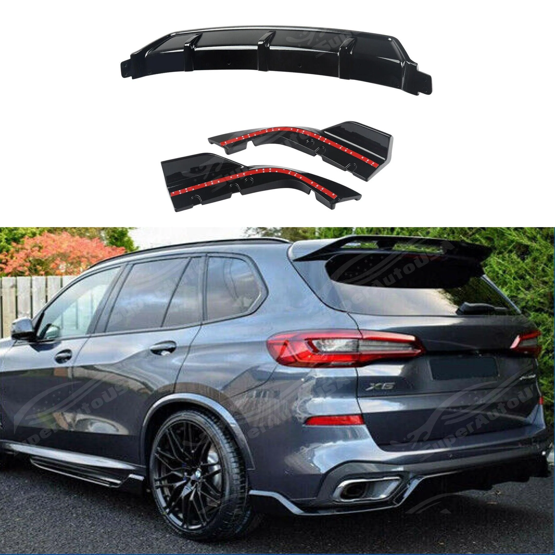 For 2024-2025 BMW G05 X5 LCI Front Lip Rear Diffuser Side Skirts Gloss Black Body Kit - Image 7