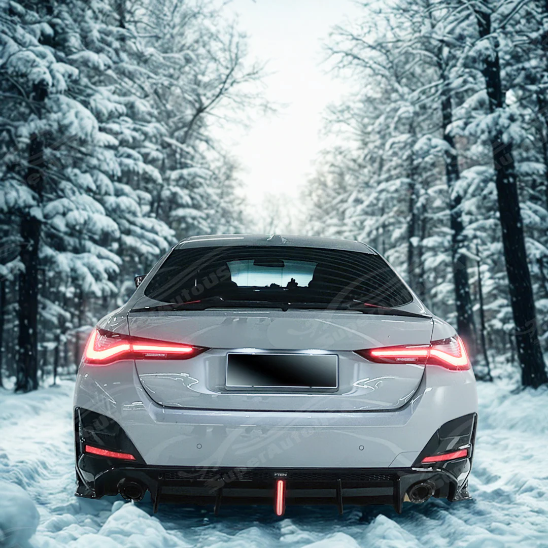 For BMW G26 4 Series 430i VTEN Gran Coupe 2021-25 F1 Style LED Brake Light Rear Bumper Diffuser With Corners - Image 4