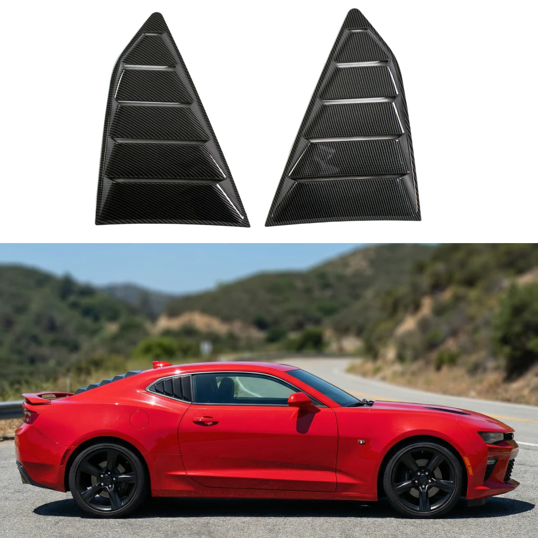 For Chevy Chevrolet Camaro 2016-2024 Gloss Black/Carbon Fiber Print Sunshade Rear Window Louver - Image 12