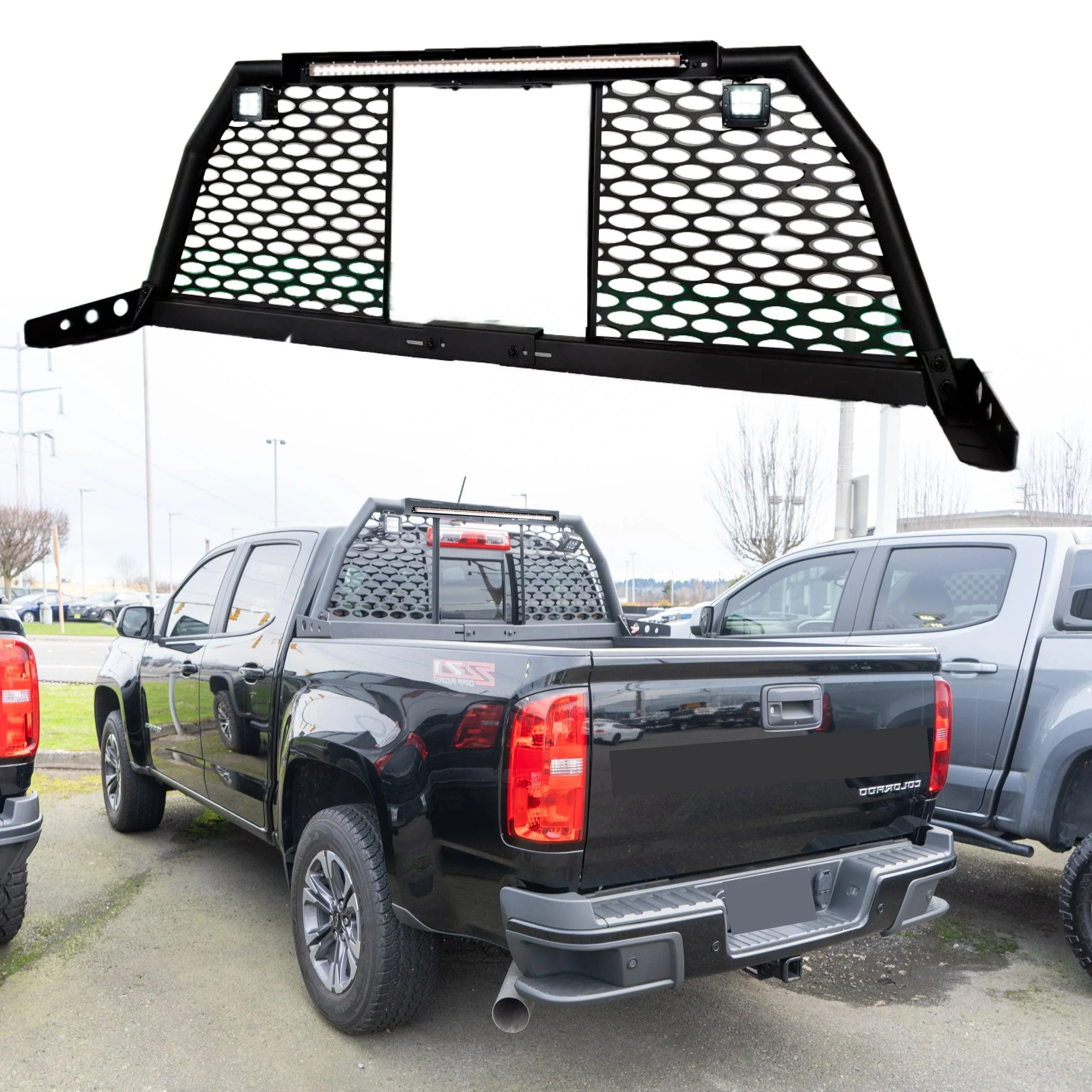 For Chevy Silverado LED Light Bar Steel Matte Black Roll Bar Headache Chase Rack