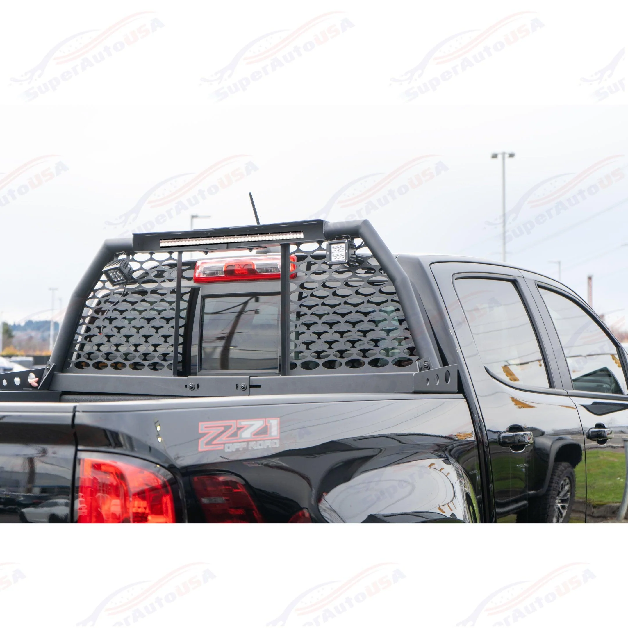 For Chevy Silverado LED Light Bar Steel Matte Black Roll Bar Headache Chase Rack - Image 2