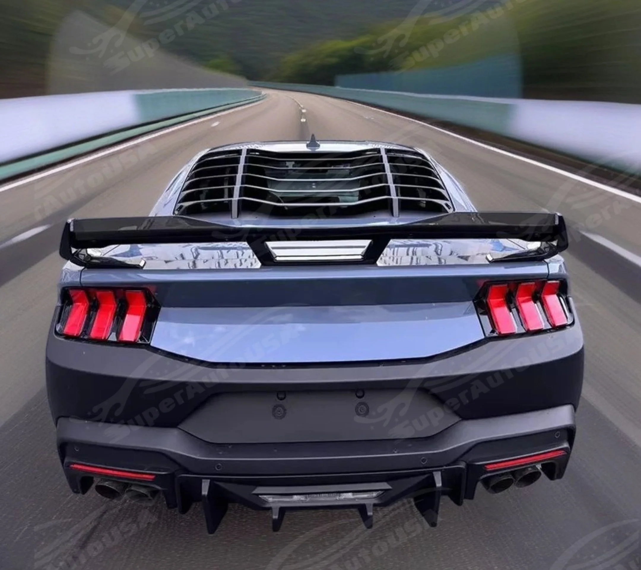For Ford Mustang 2024-2025 Matte Black Sunshade Rear Window Louver - Image 3