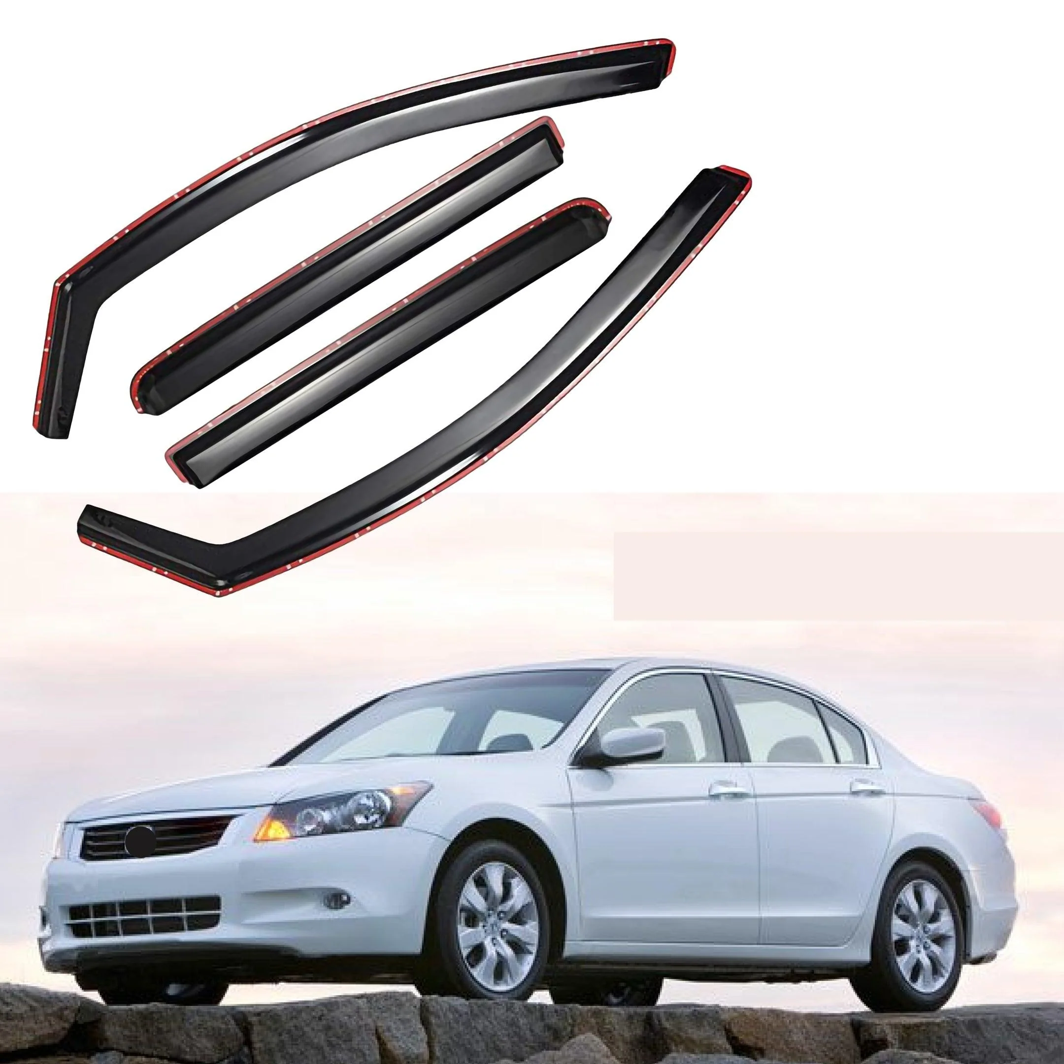 Fit 2008-2012 Honda Accord In-Channel Vent Window Visors Rain Sun Wind Guards Shade Deflectors