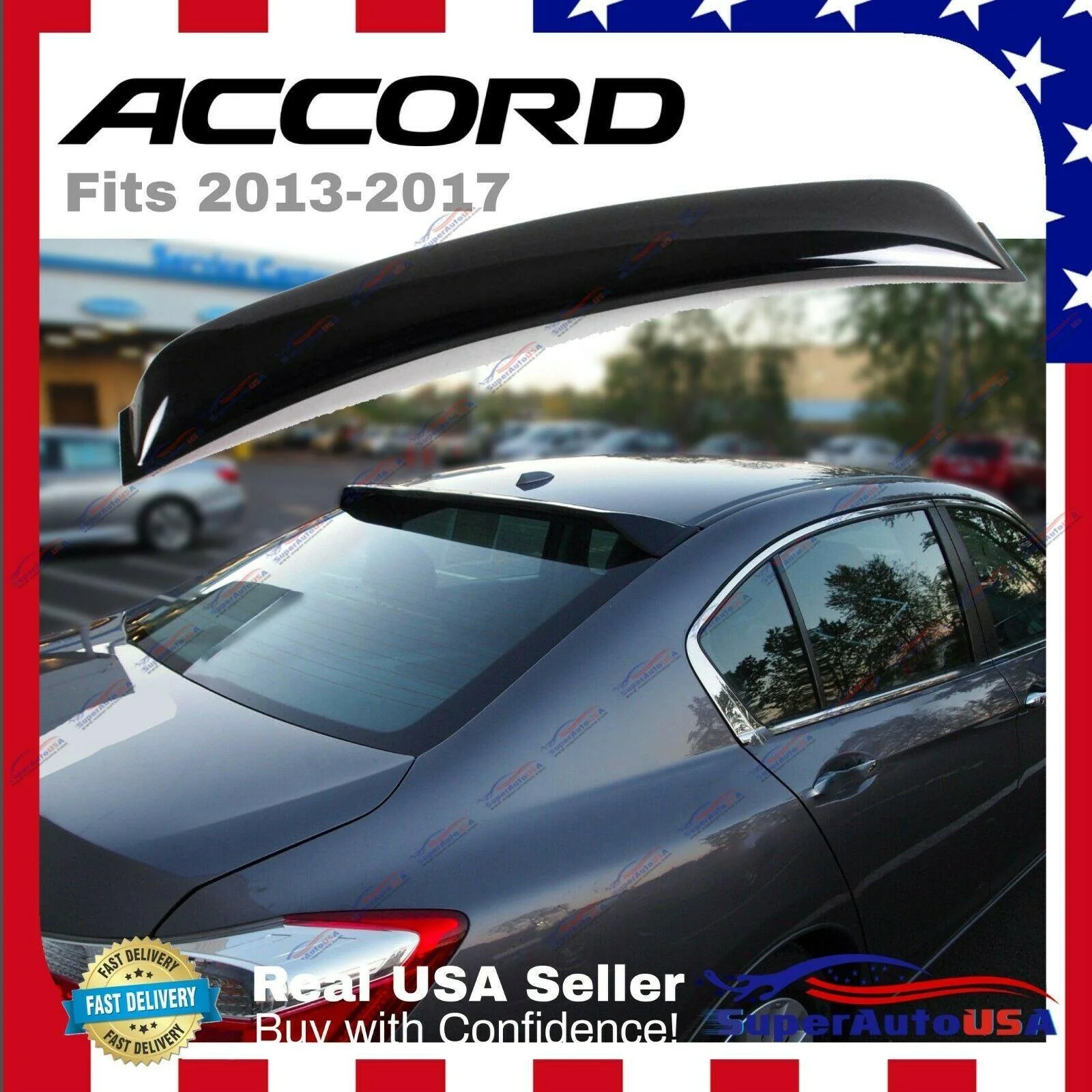 Fit 2013-2017 Honda Accord Sedan Rear Roof Window Spoiler Deflector - Image 2