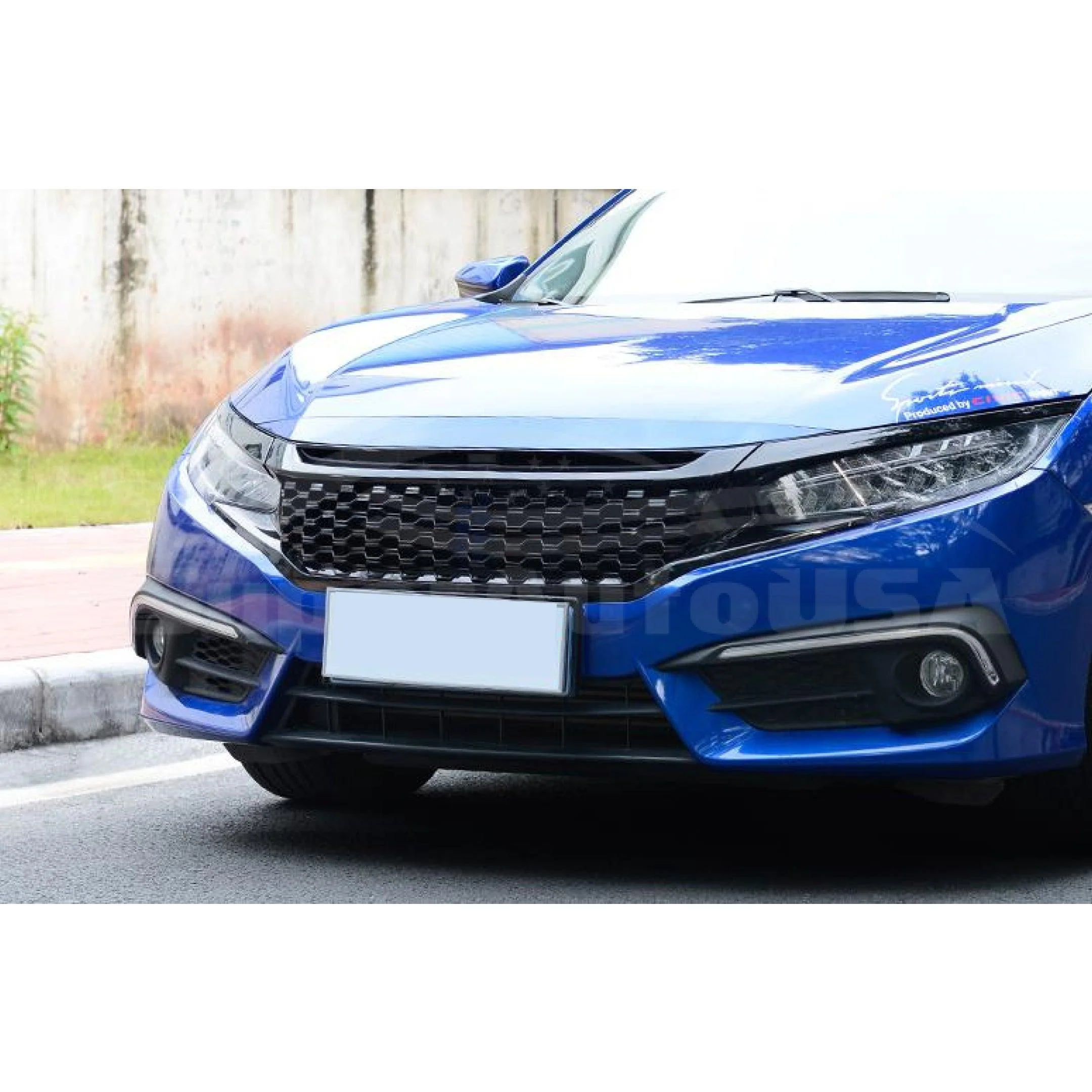 Fit 2016-2018 HONDA Civic 10 Front Bumper Center Radiator Grille Honeycomb Grill (Black) - Image 3