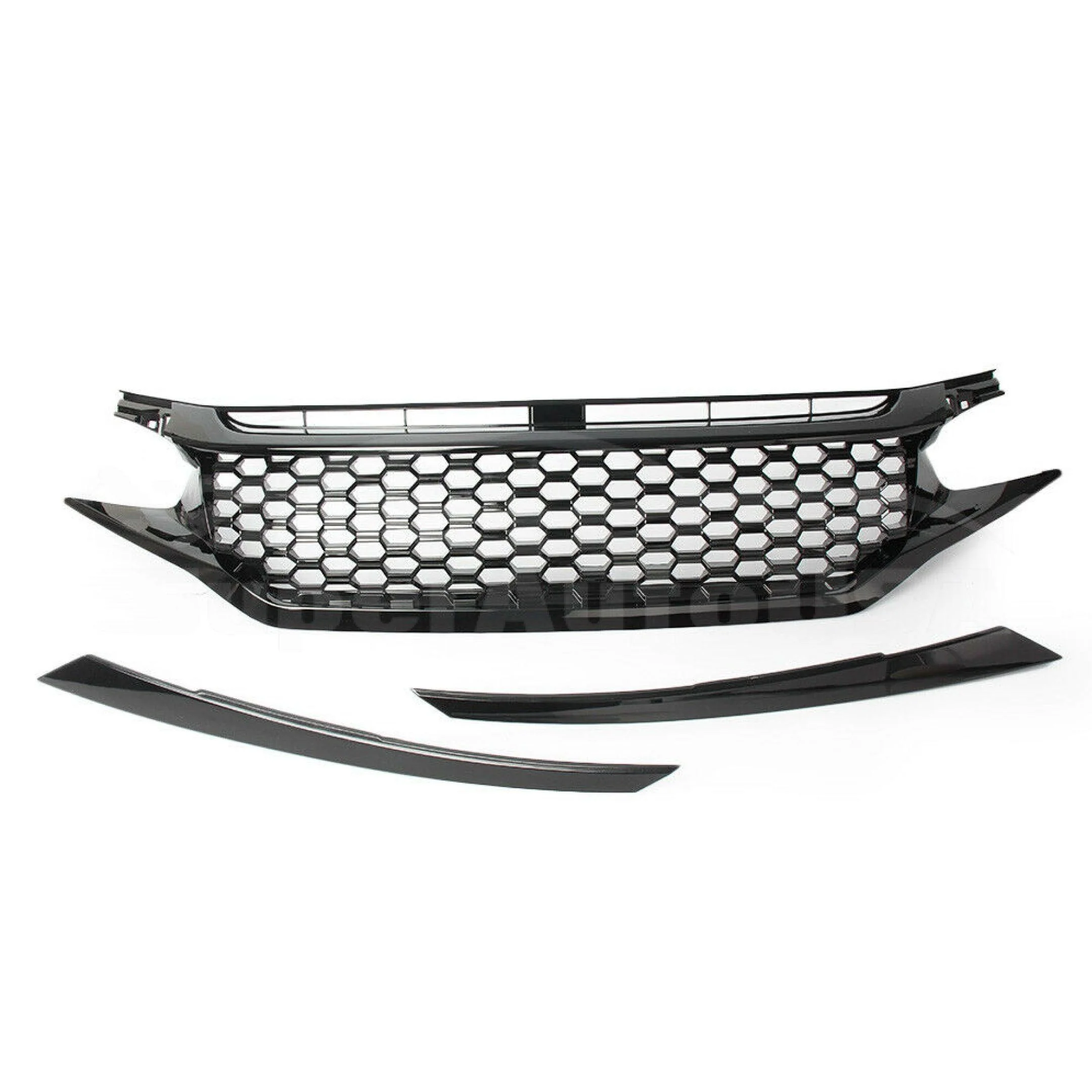 Fit 2016-2018 HONDA Civic 10 Front Bumper Center Radiator Grille Honeycomb Grill (Black) - Image 6