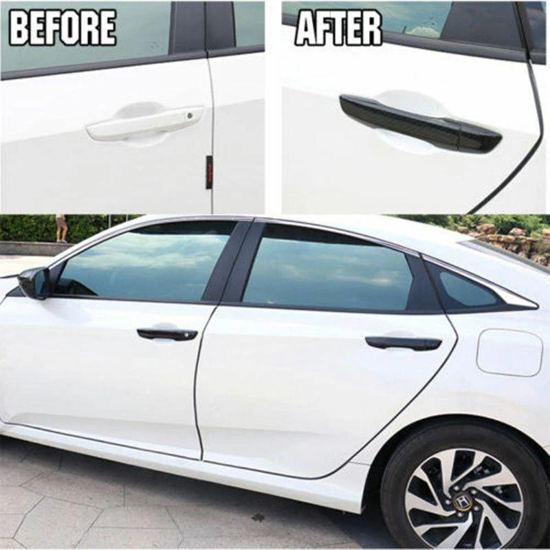 Fit 2016-2020 Honda Civic Door Handle Cover Bezel Trim (Carbon Fiber Print, Smart Holes) - Image 2